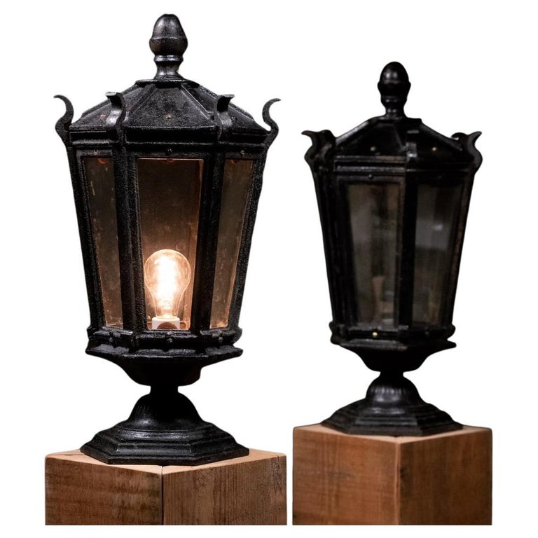 Pair of Cast Iron Garden / Entry Exterior Gothic Light For Sale