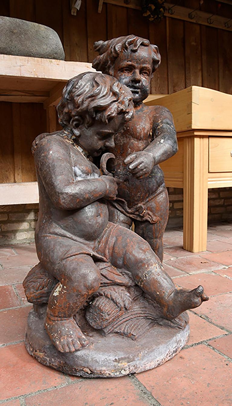 Pair of Cast Iron Garden Statues, 19th Century at 1stDibs
