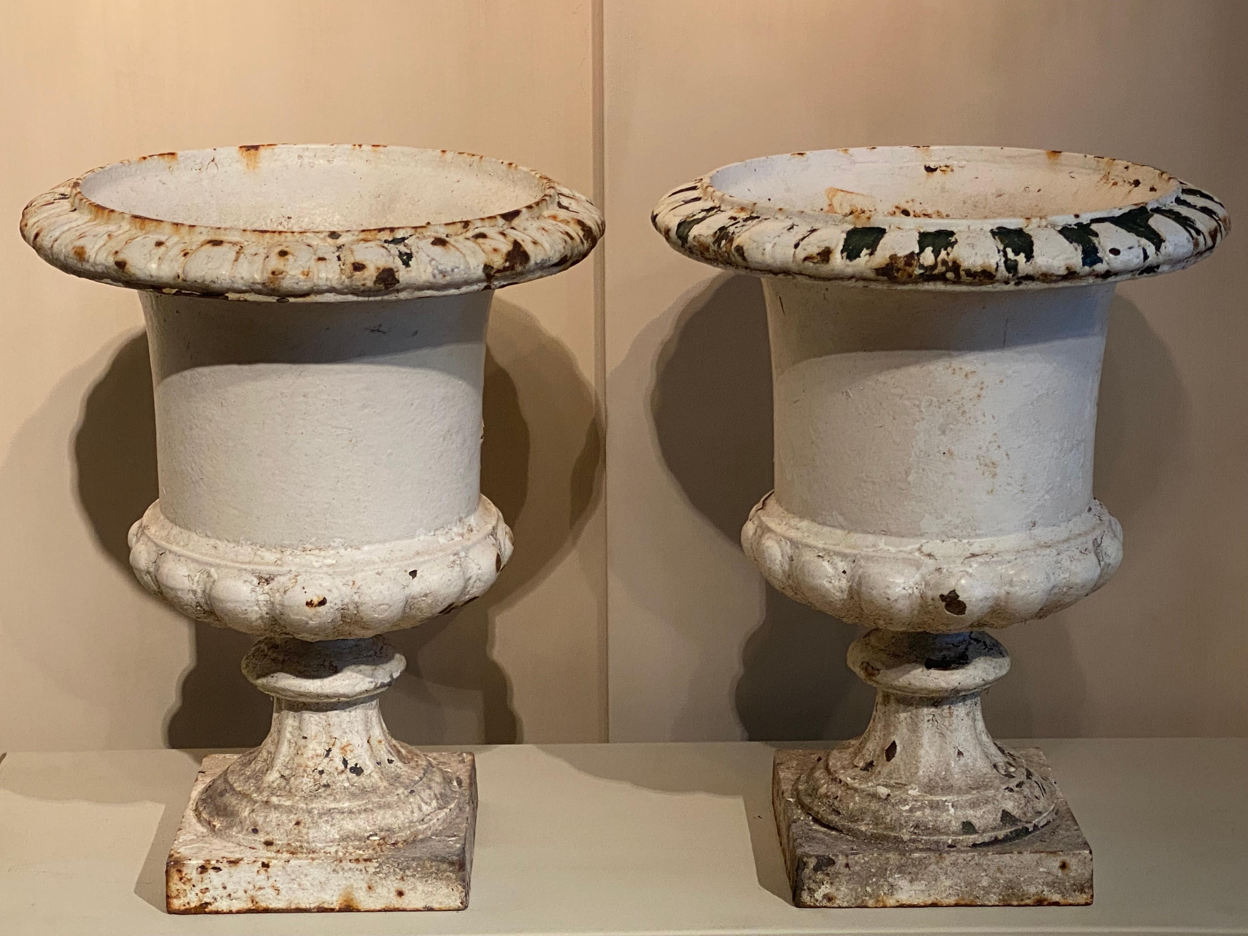 Pair of Cast Iron Garden Urns For Sale 5