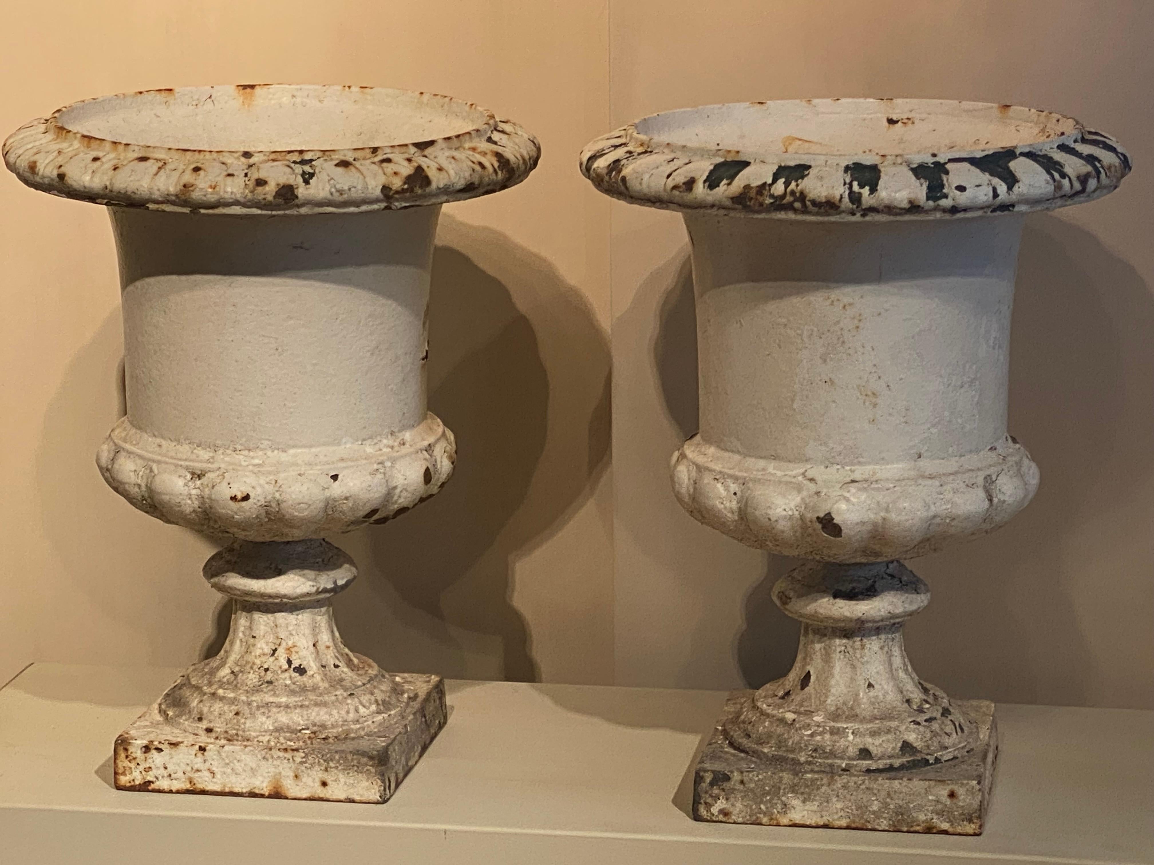 Pair of Cast Iron Garden Urns For Sale 3