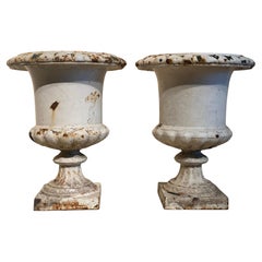 Pair of Cast Iron Garden Urns