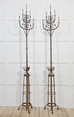 Pair of cast iron gas light candelabras