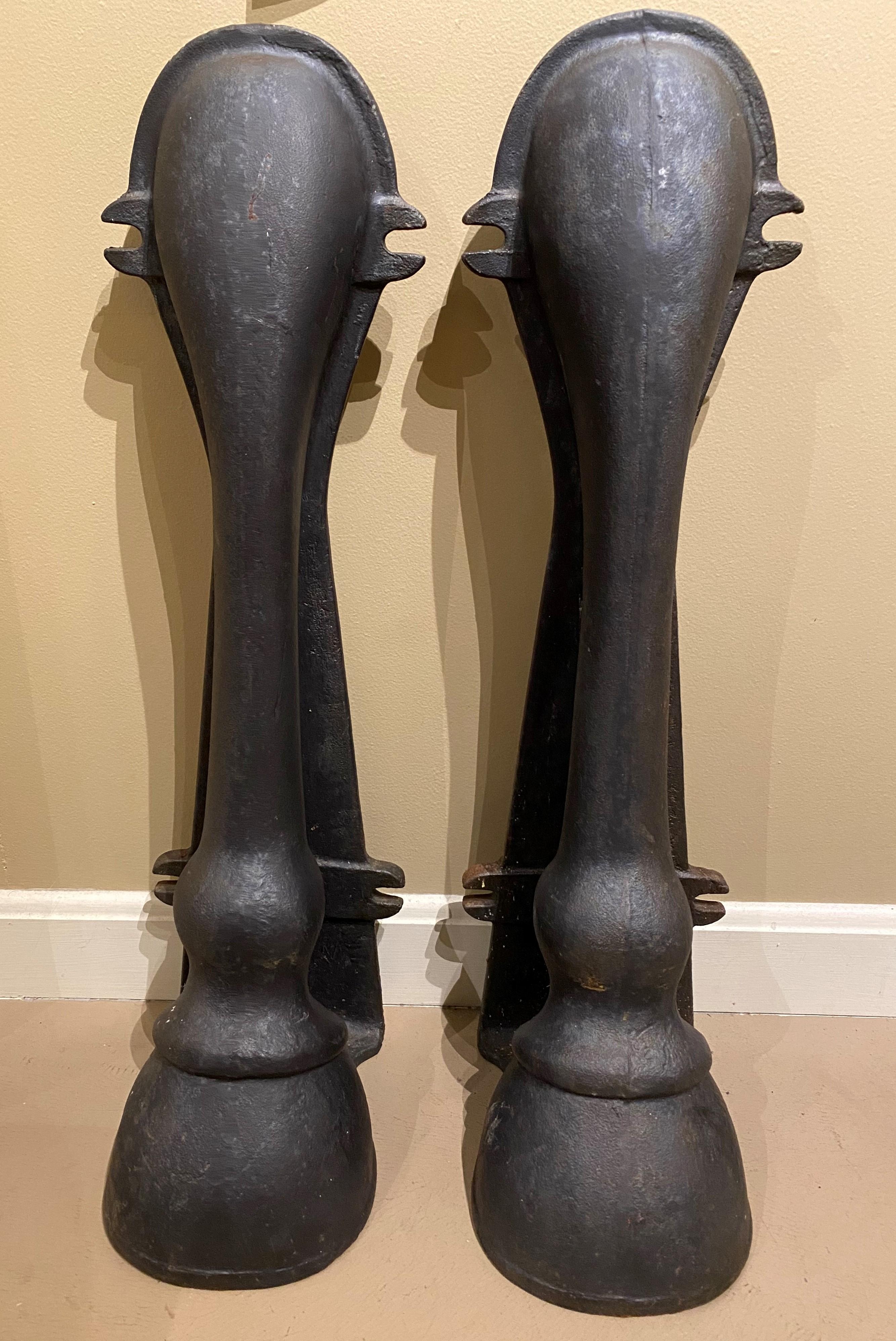 American Pair of Cast Iron Horse Leg Form Building Fenders Attributed to William Adams