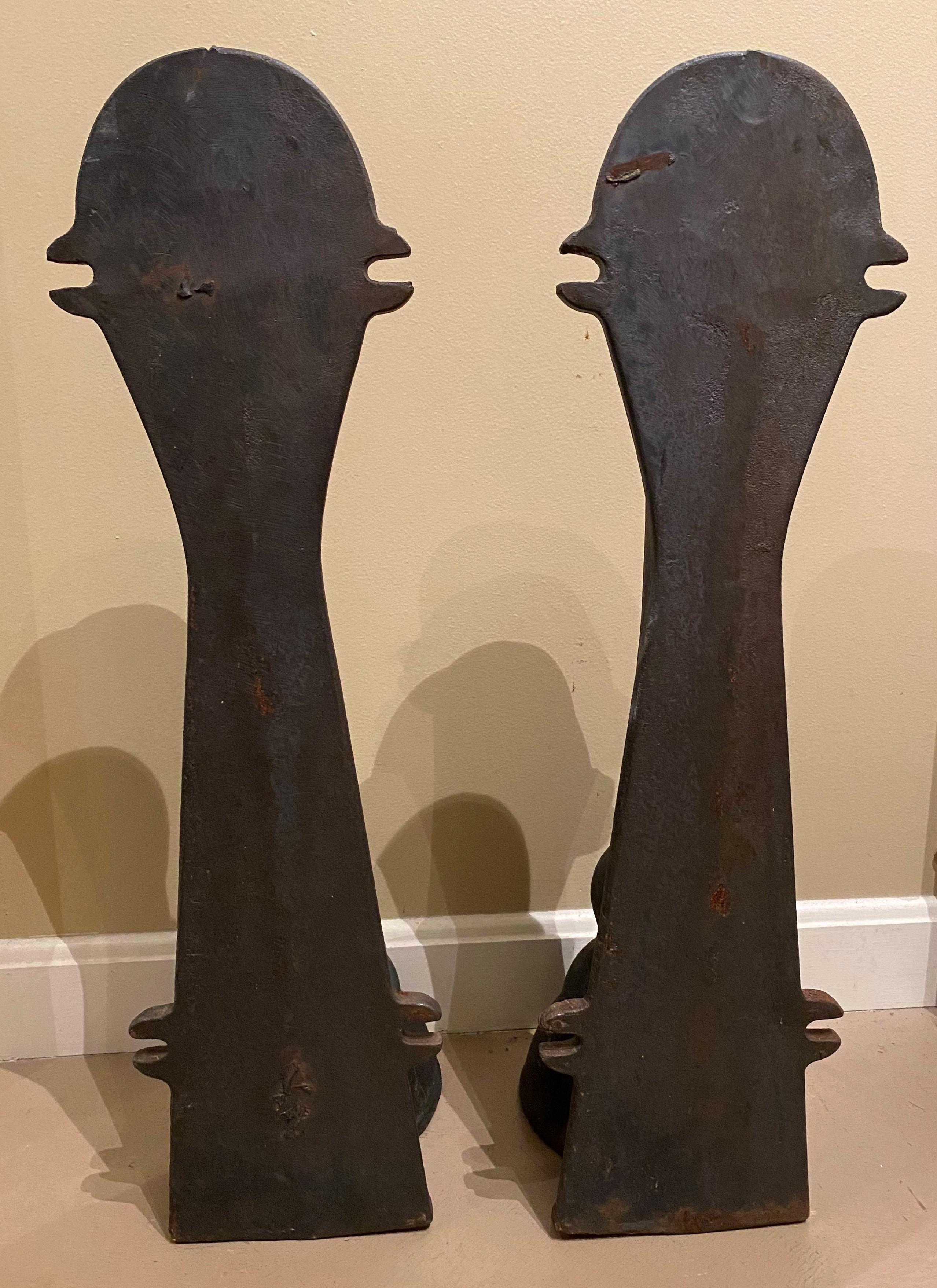 19th Century Pair of Cast Iron Horse Leg Form Building Fenders Attributed to William Adams