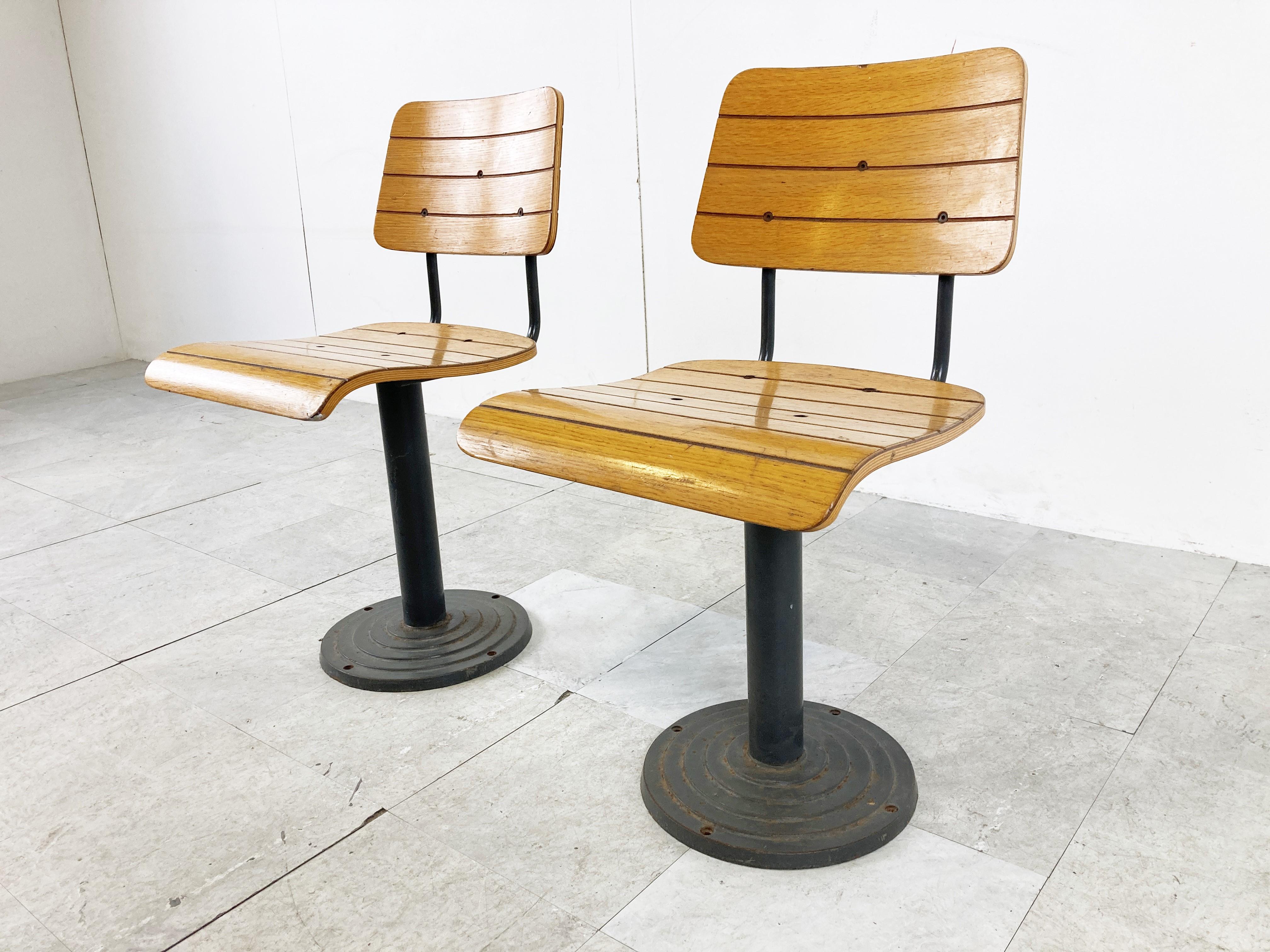 Pair of Cast Iron Industrial Stools, 1950s 1