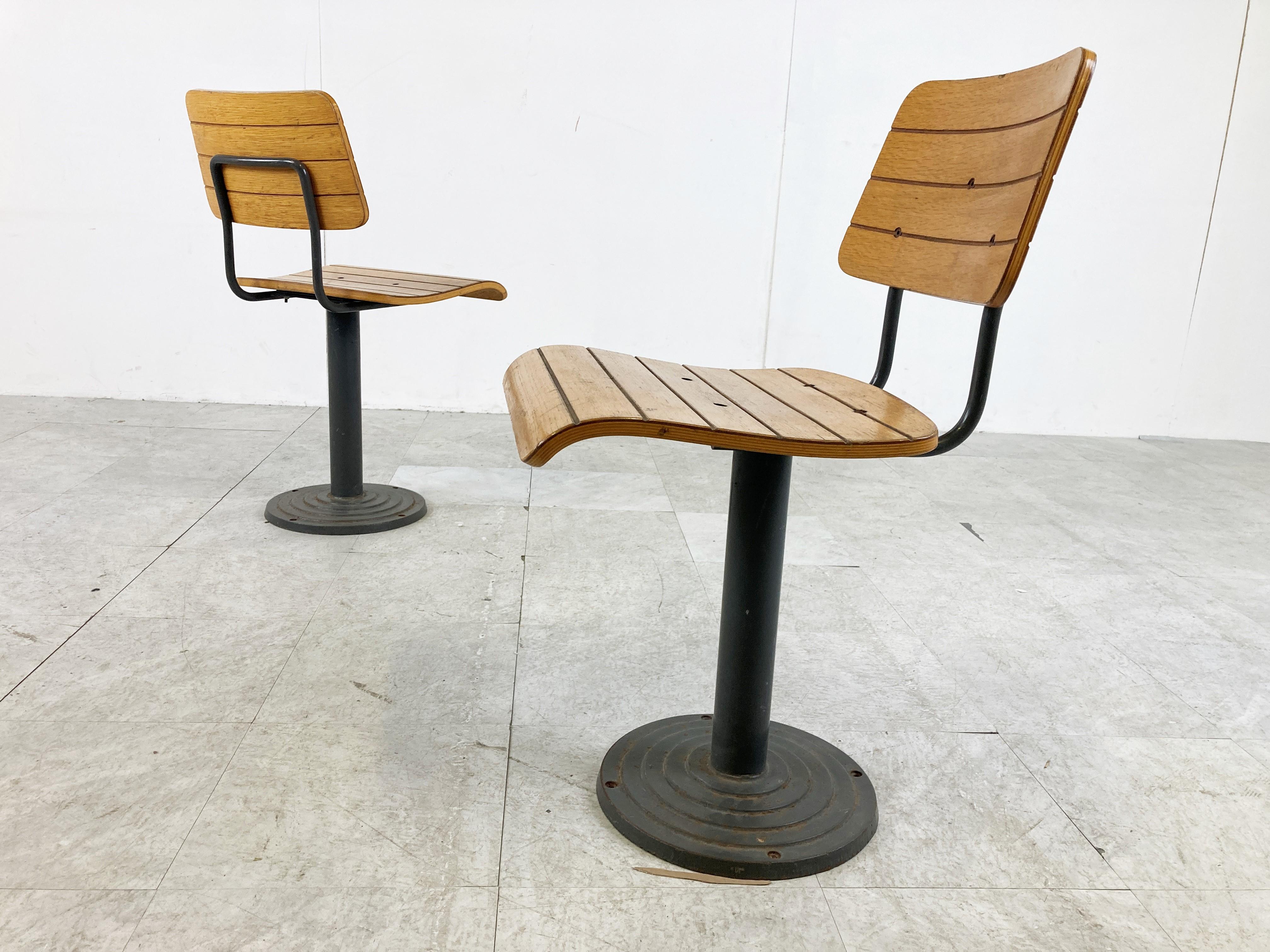 Pair of Cast Iron Industrial Stools, 1950s 4