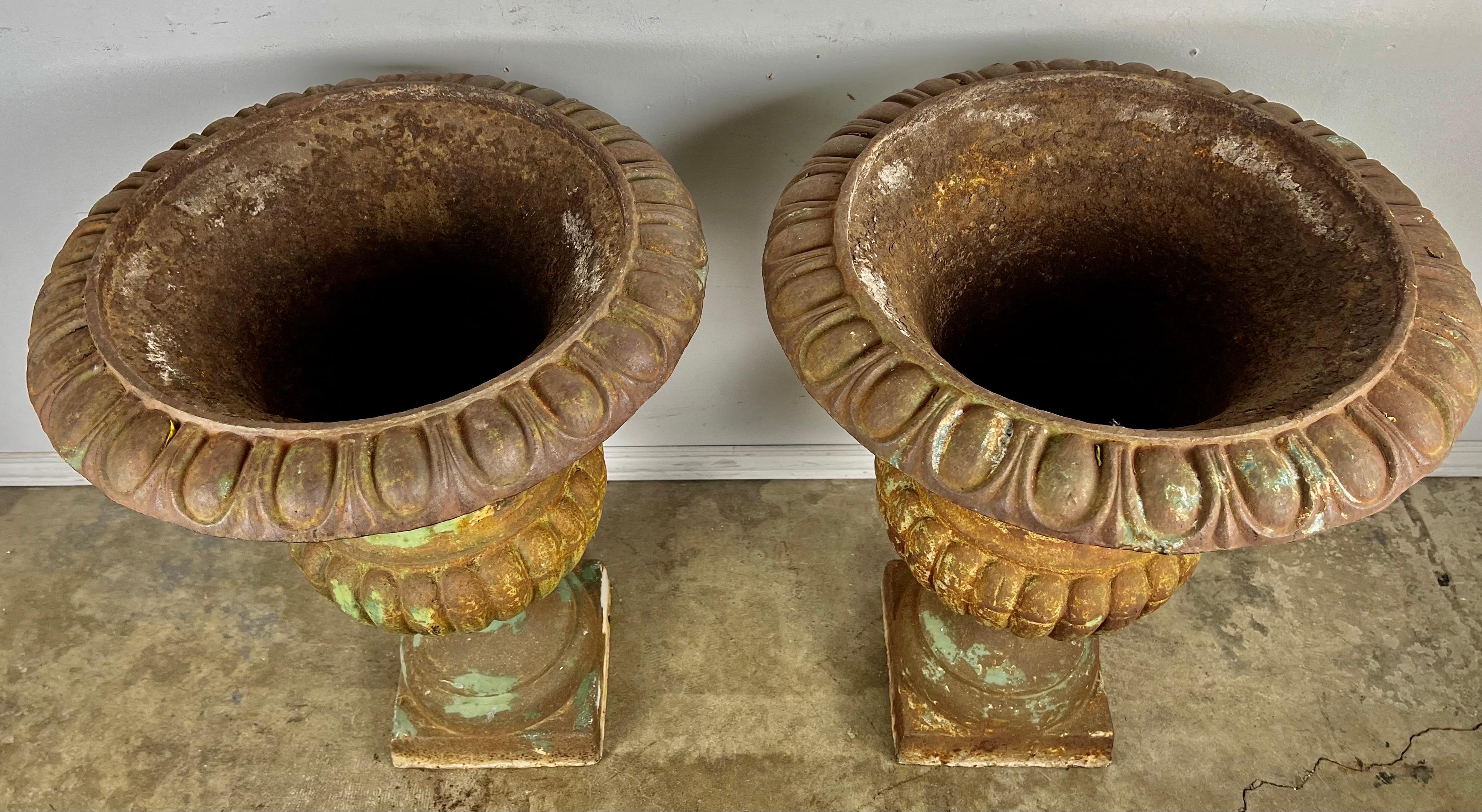 Pair of Cast Iron Italian Urns For Sale 8