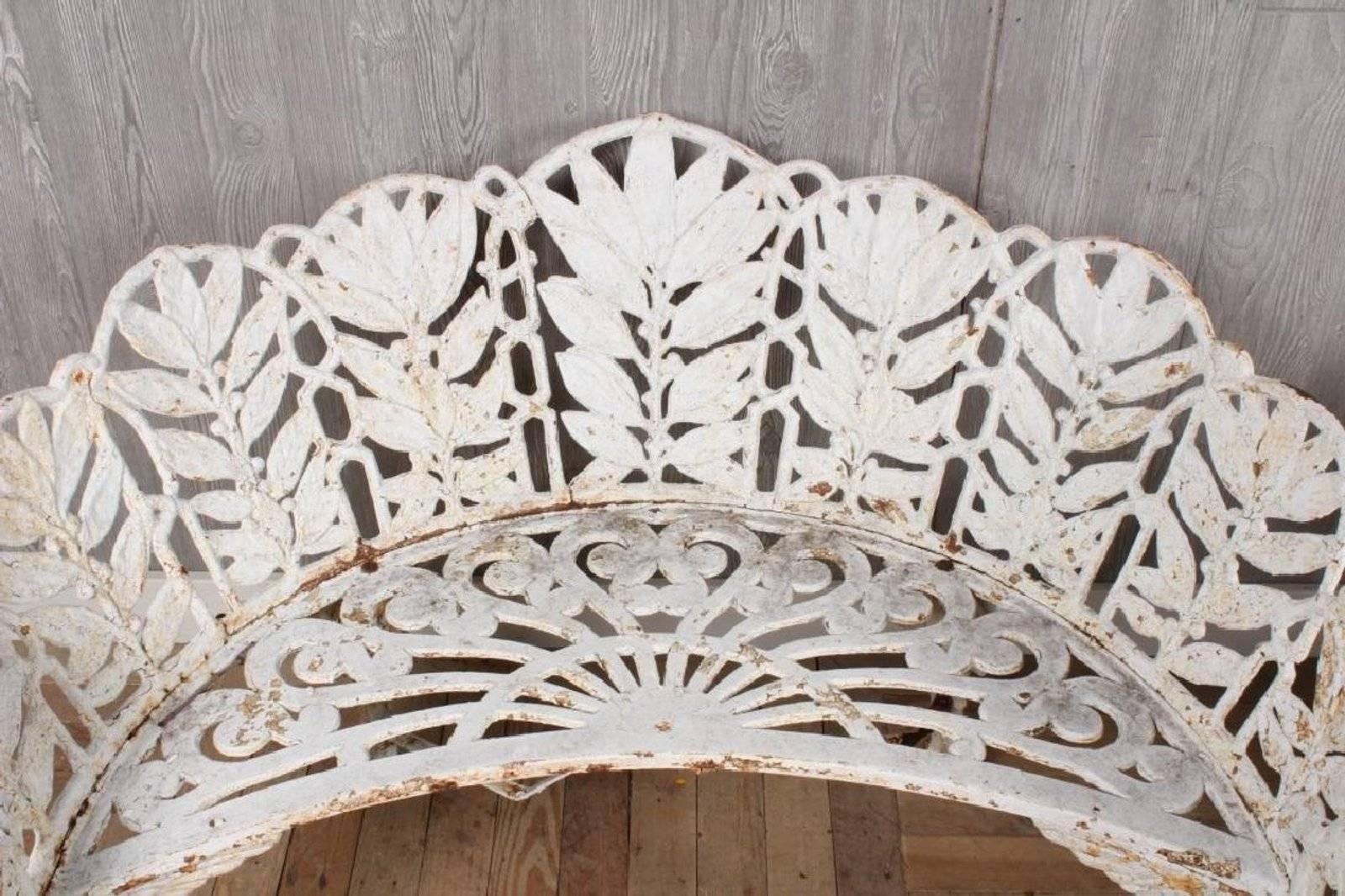 Pair of Cast Iron Laurel Pattern Garden Benches with Griffin Cabriole Legs In Good Condition For Sale In Cardiff, CA