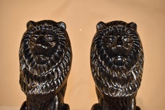 Pair of Cast Iron Lion Decorations, Circa 1940's