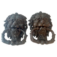 Pair of Cast Iron Lion Door Knockers