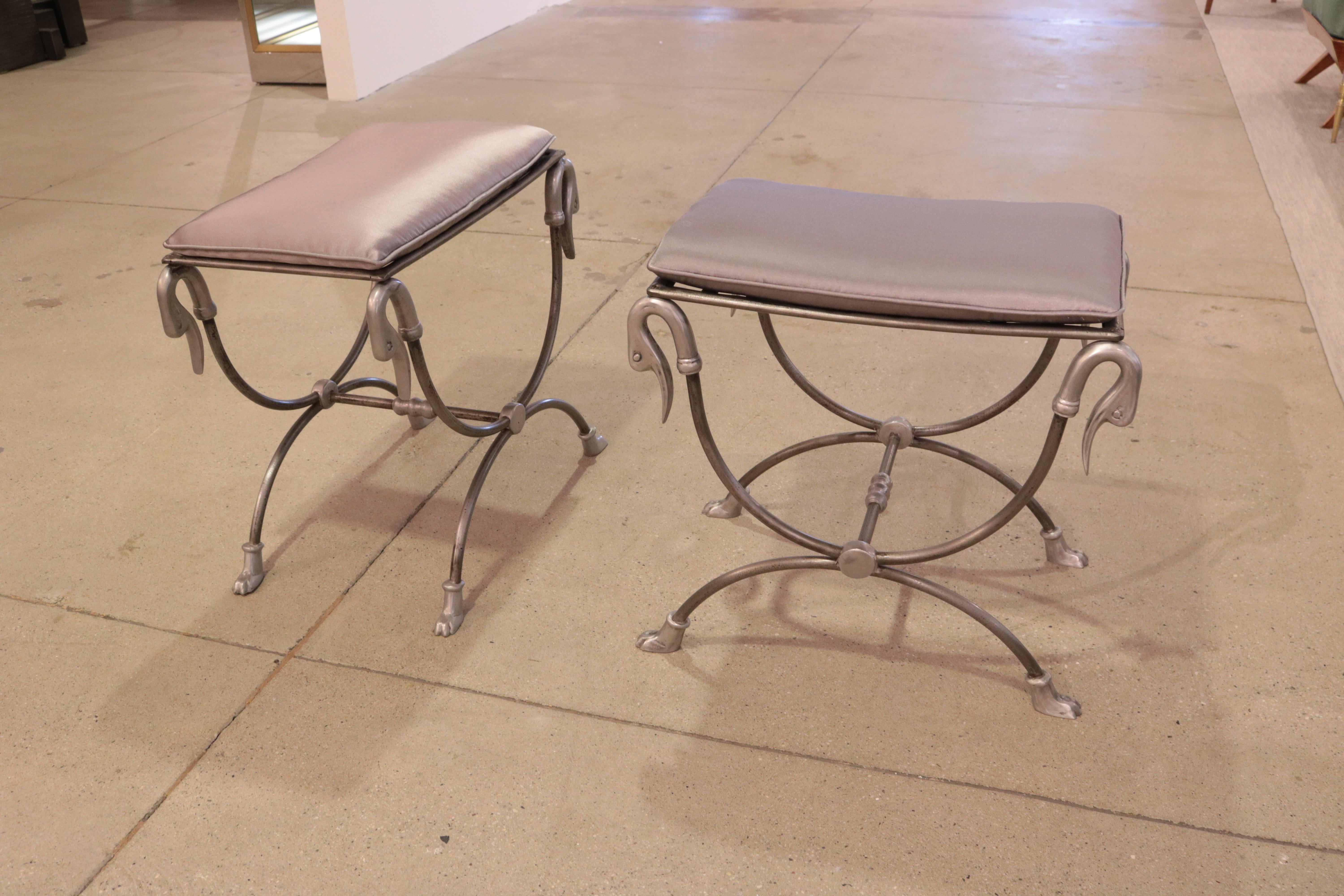 Pair of Cast Iron Mid Century Stools For Sale 4