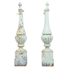 Pair of Cast Iron Newel Posts or Finals