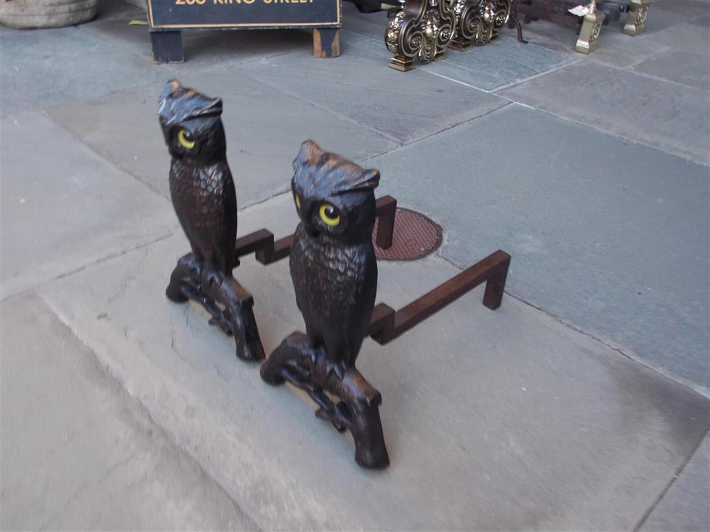 cast iron owl andirons