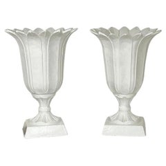 Pair of Cast Iron Petal Urn Torchiere Lamps