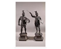 Paire de figurines de guerriers et de soldats romains en fonte, 19ème siècle