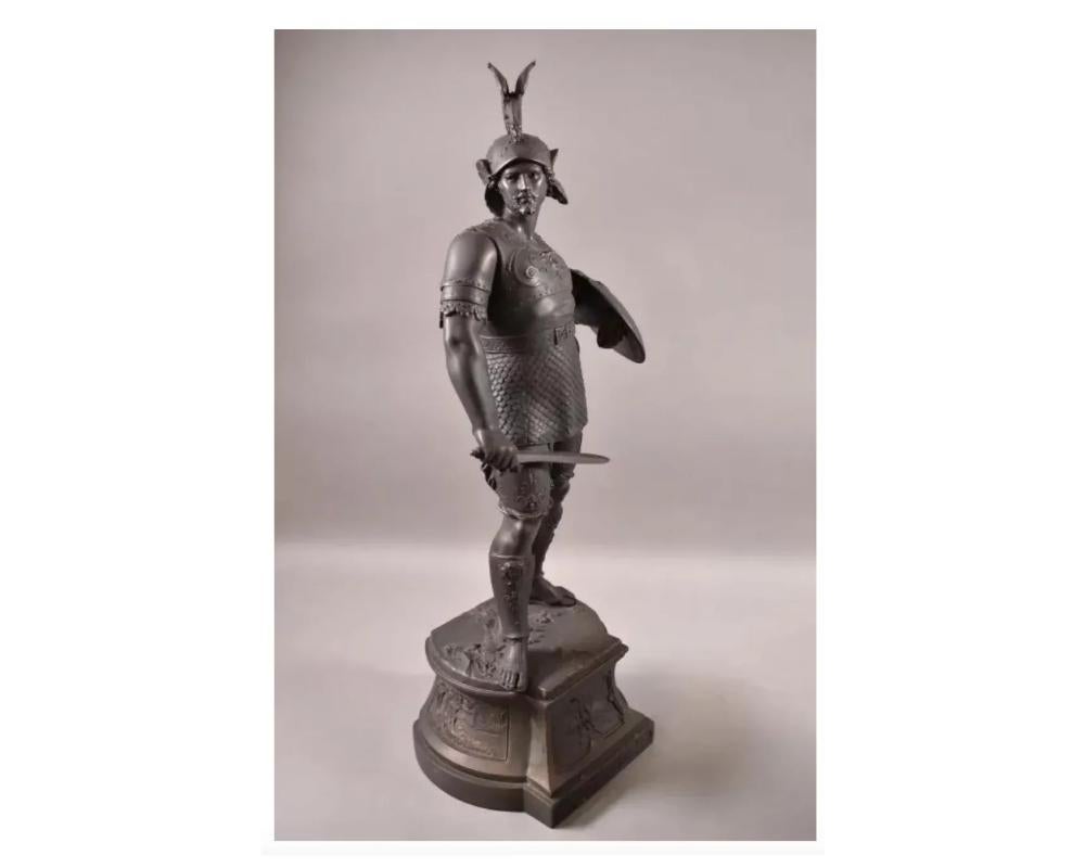 Unknown Pair of Cast Iron Roman Warriors Soldiers Figures, 19th Century