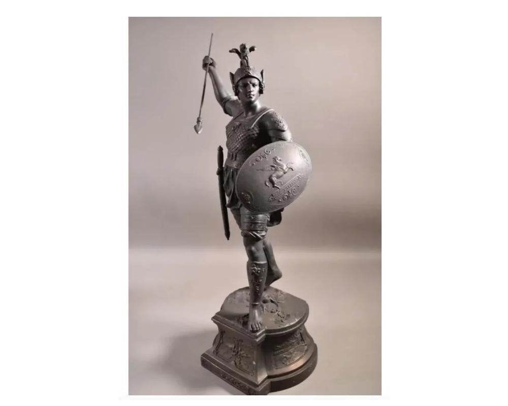 Pair of Cast Iron Roman Warriors Soldiers Figures, 19th Century In Good Condition In Long Island City, NY