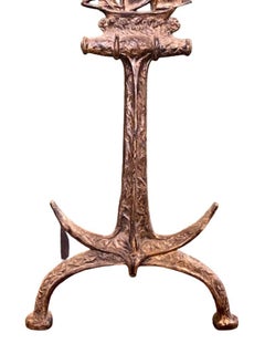 Pair of Cast Iron Ship and Anchor Andirons, circa 1920