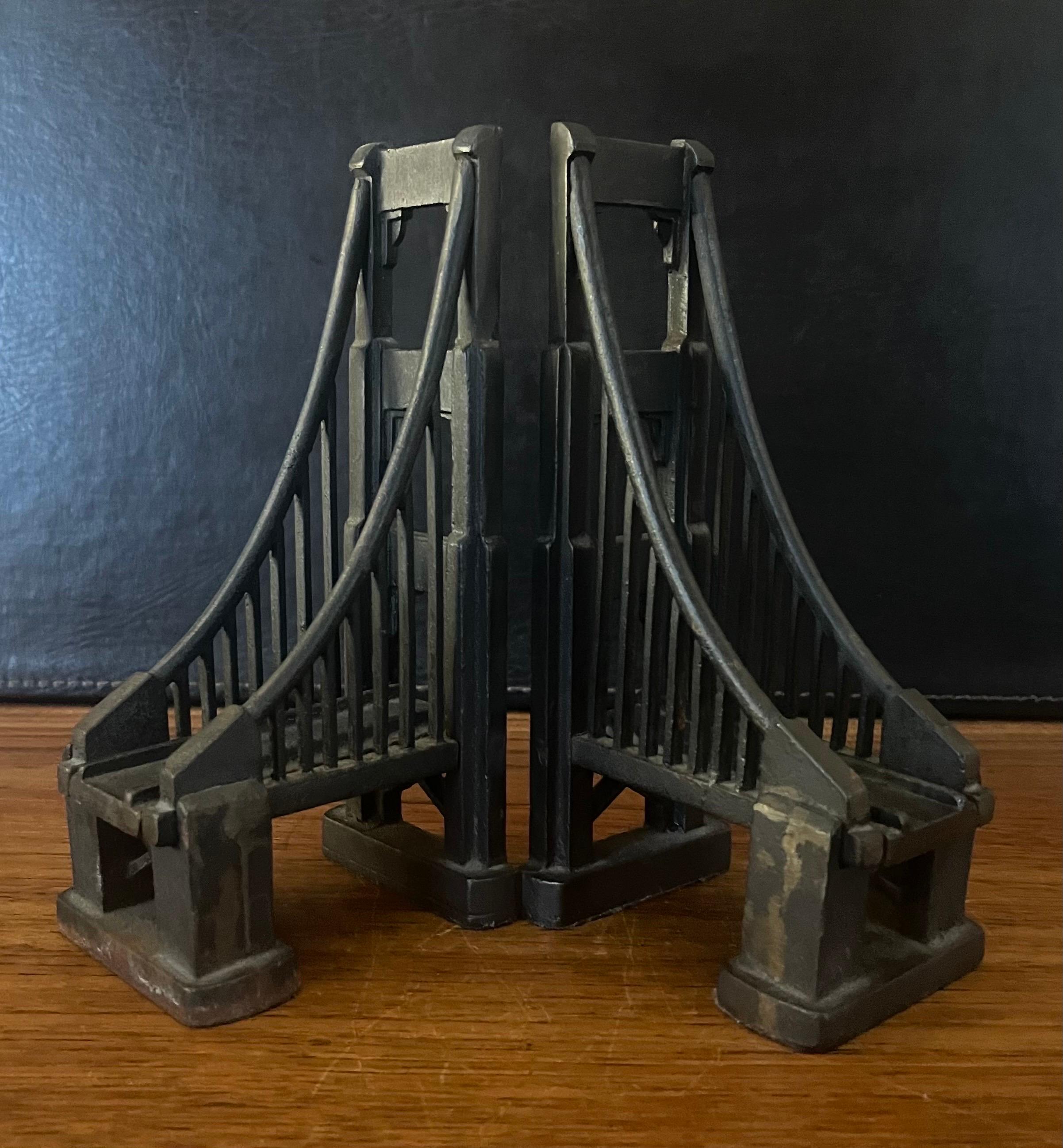 American Pair of Cast Iron Suspension Bridge Bookends