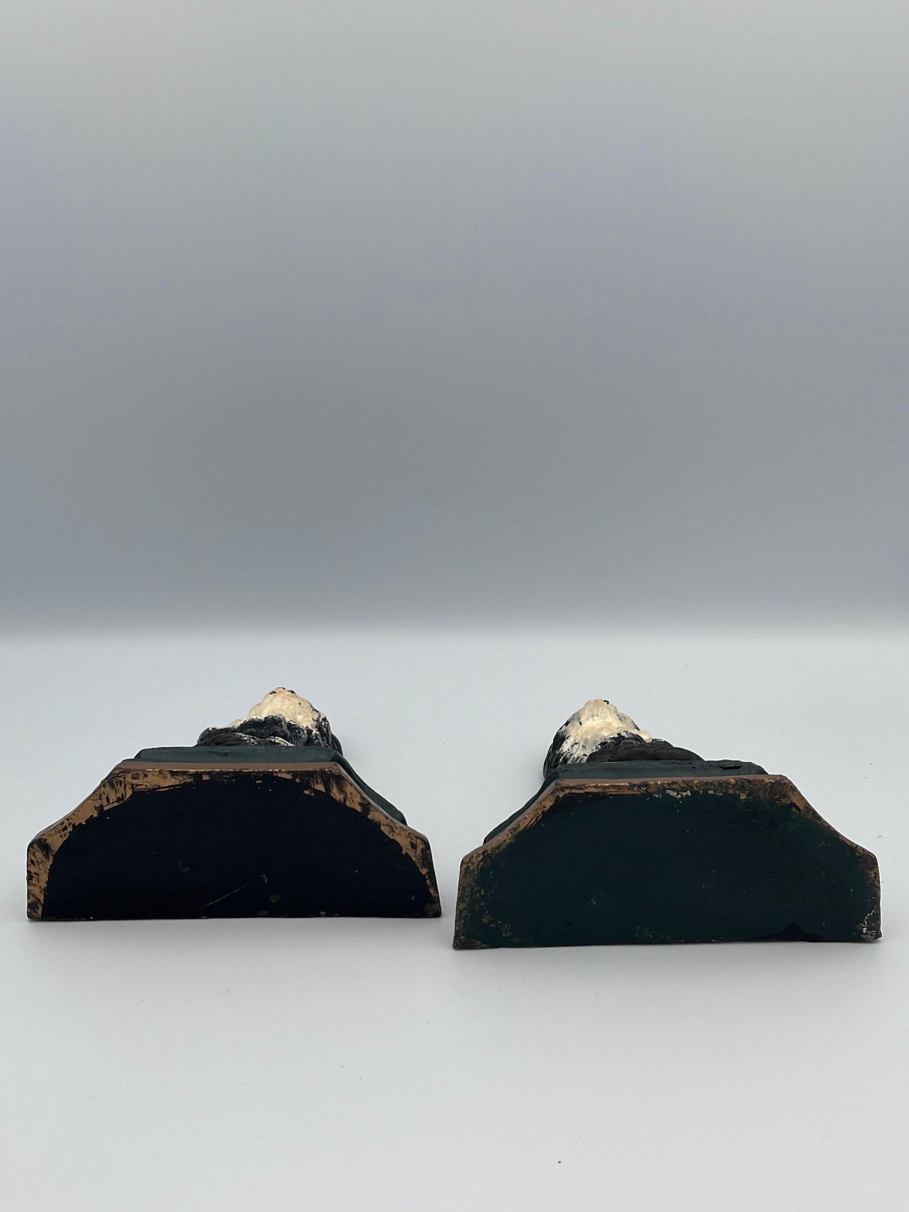Pair of Cast Iron Tuxedo Cat Bookends or Doorstops In Good Condition For Sale In Red Lion, PA