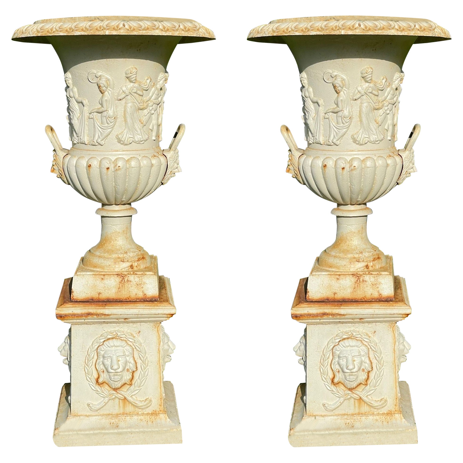Pair of Cast Iron Urn or Planters, Property of a Lady, 1880s