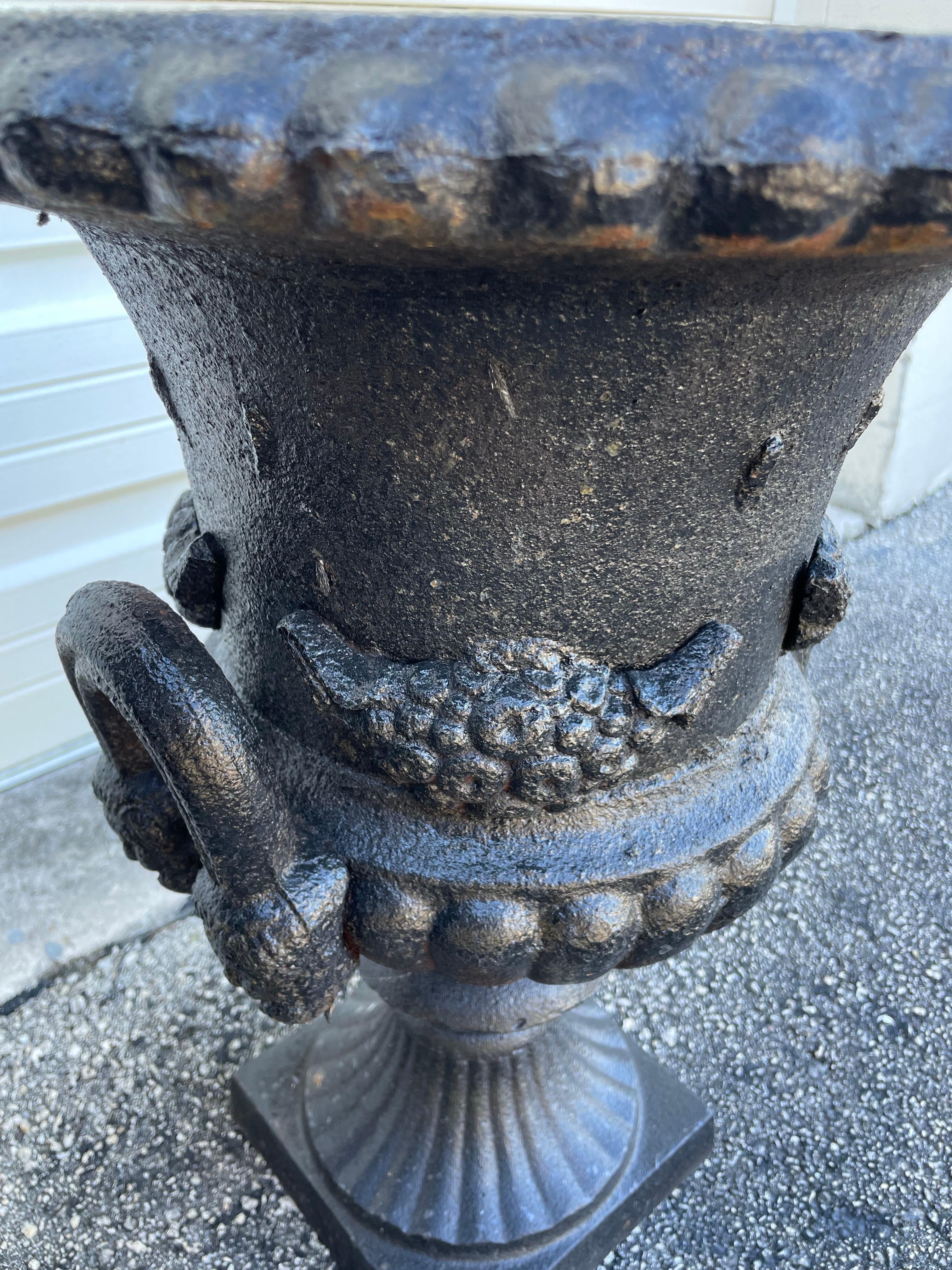 Coppia di fioriere a forma di urna in ghisa in vendita 1