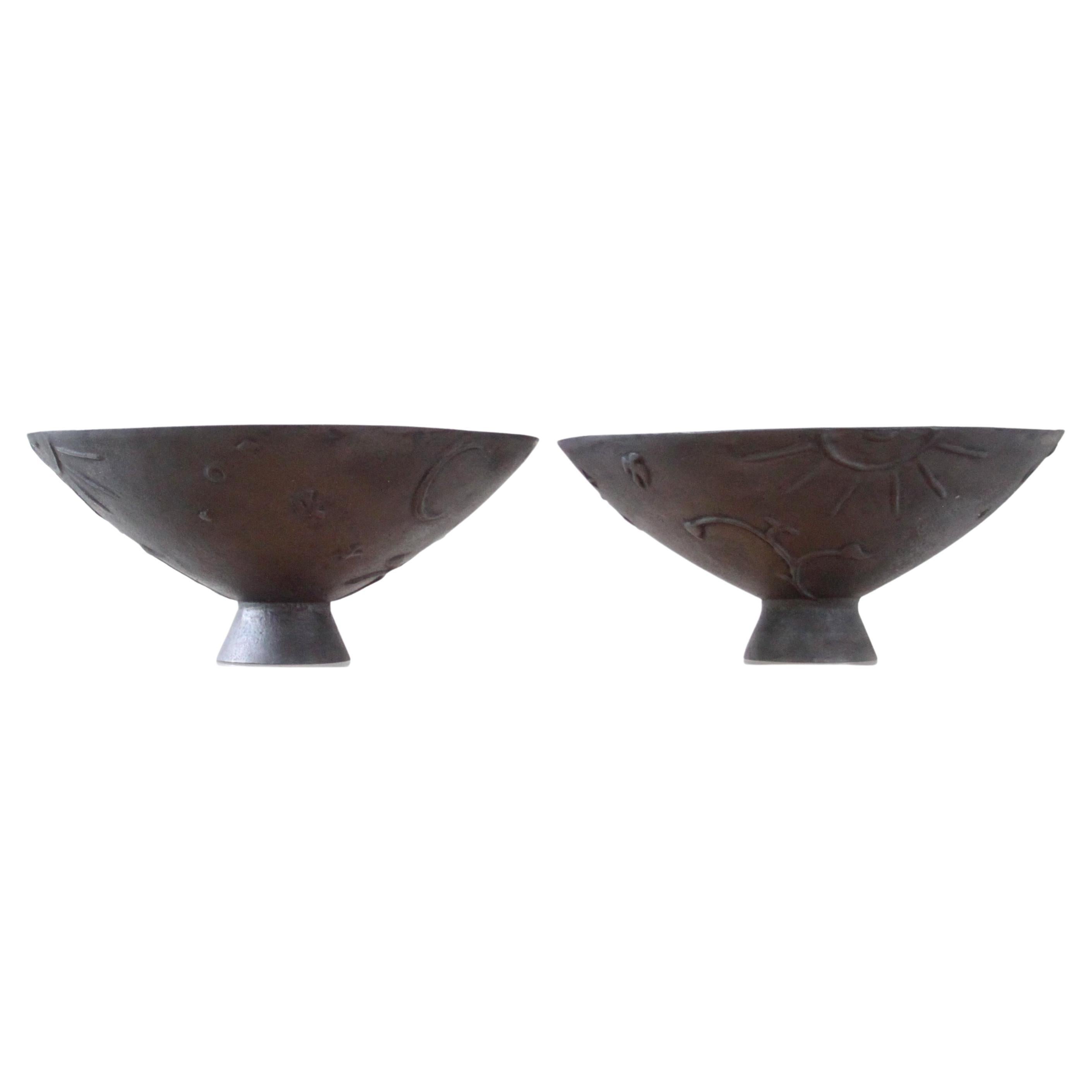 Ein Paar Urnen aus Gusseisen von Olof Hult Skandinavische Moderne