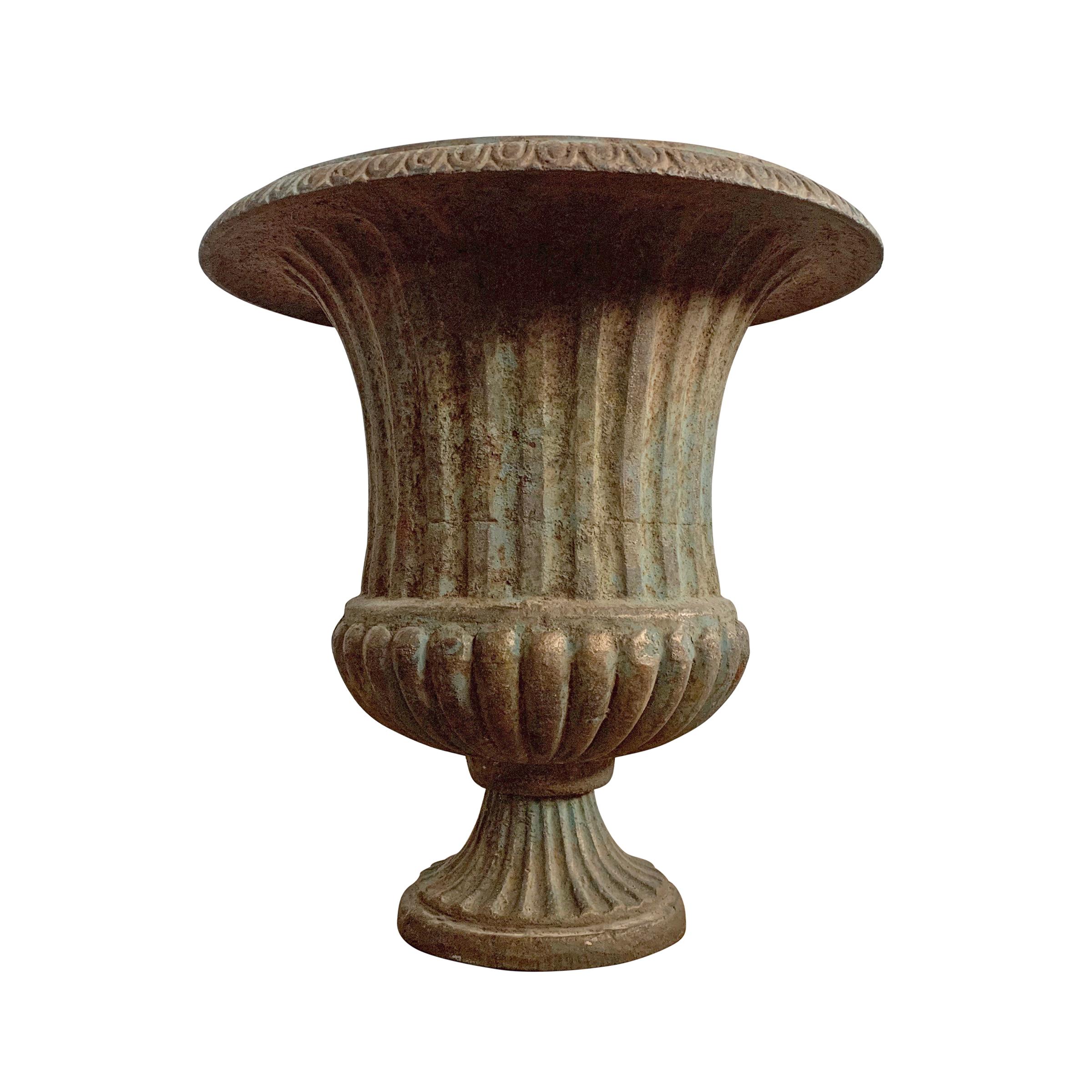 American Classical Pair of Cast Iron Urns