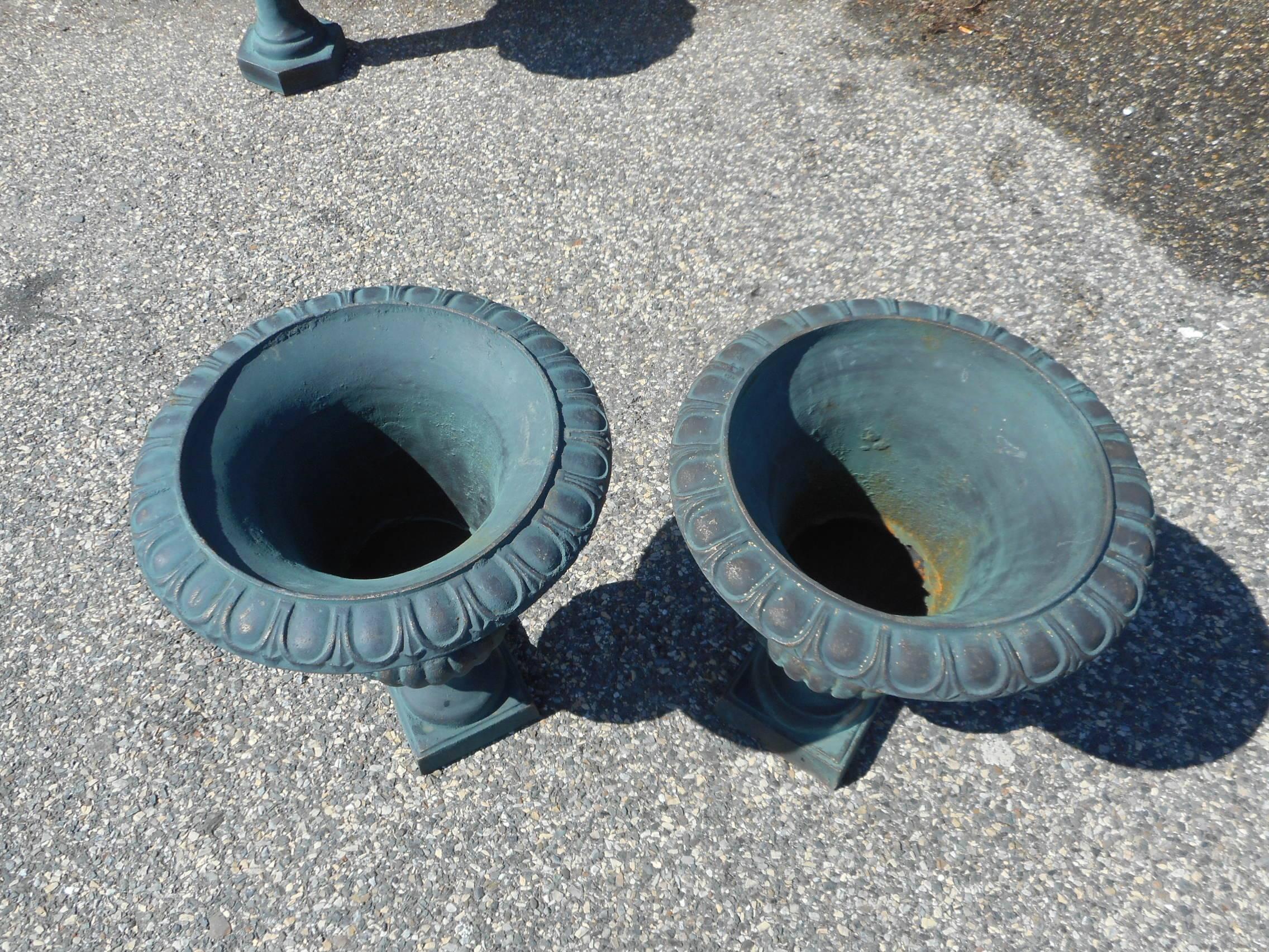 Renaissance Pair of Cast Iron Urns