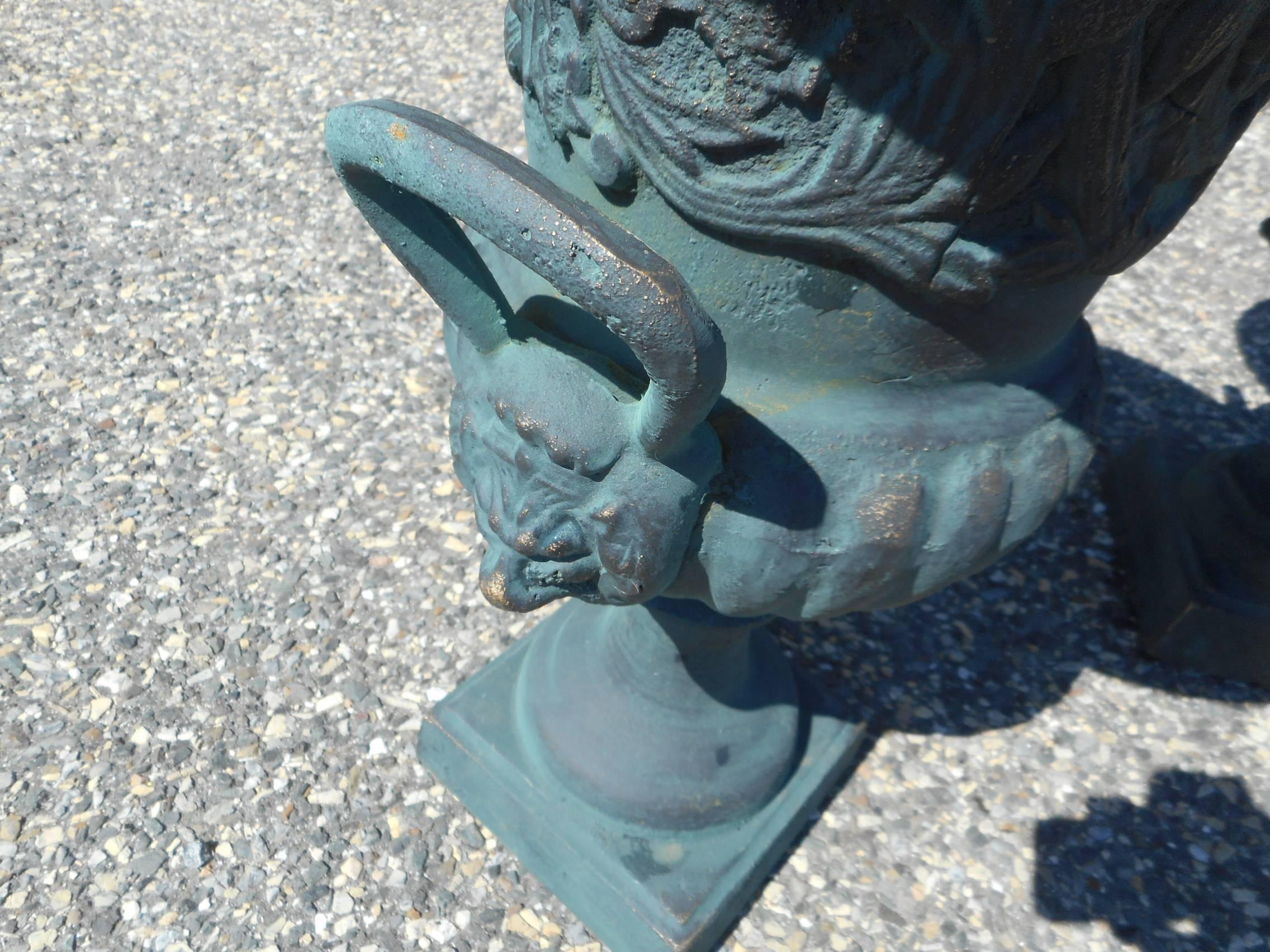 Pair of Cast Iron Urns In Good Condition In Brooklyn, NY