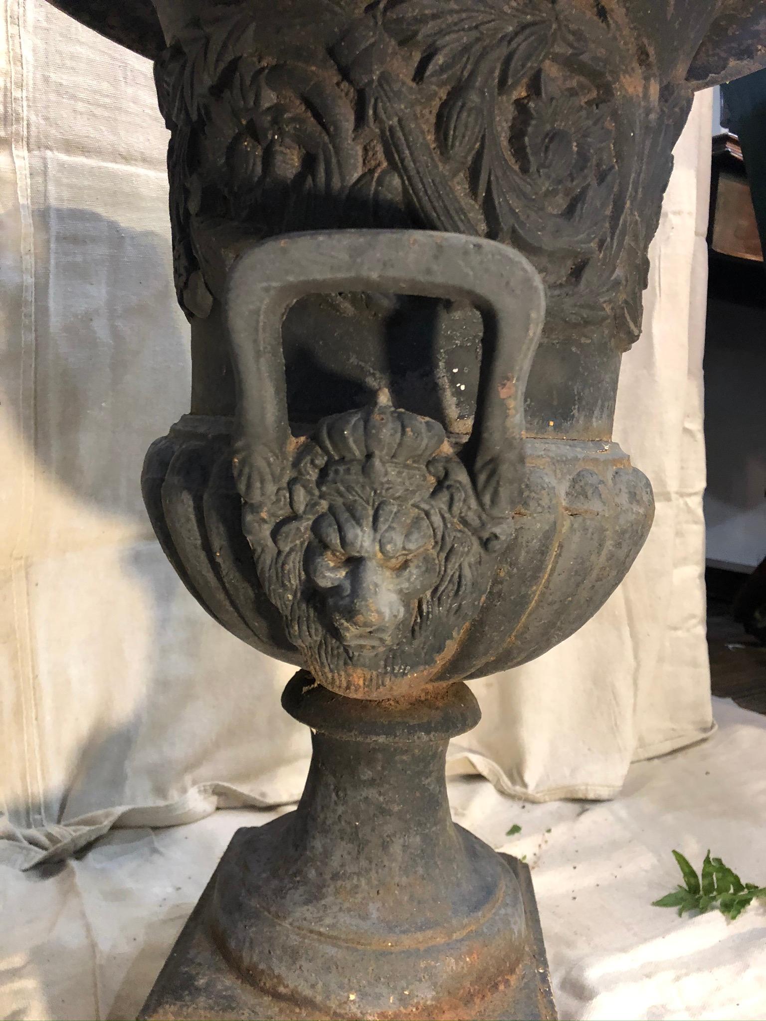 Pair of Cast Iron Urns 1