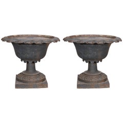 Antique Pair of Cast Iron Urns