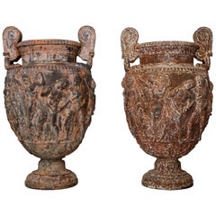 Pair of Cast Iron Vases after the Townley Vase, 19th Century