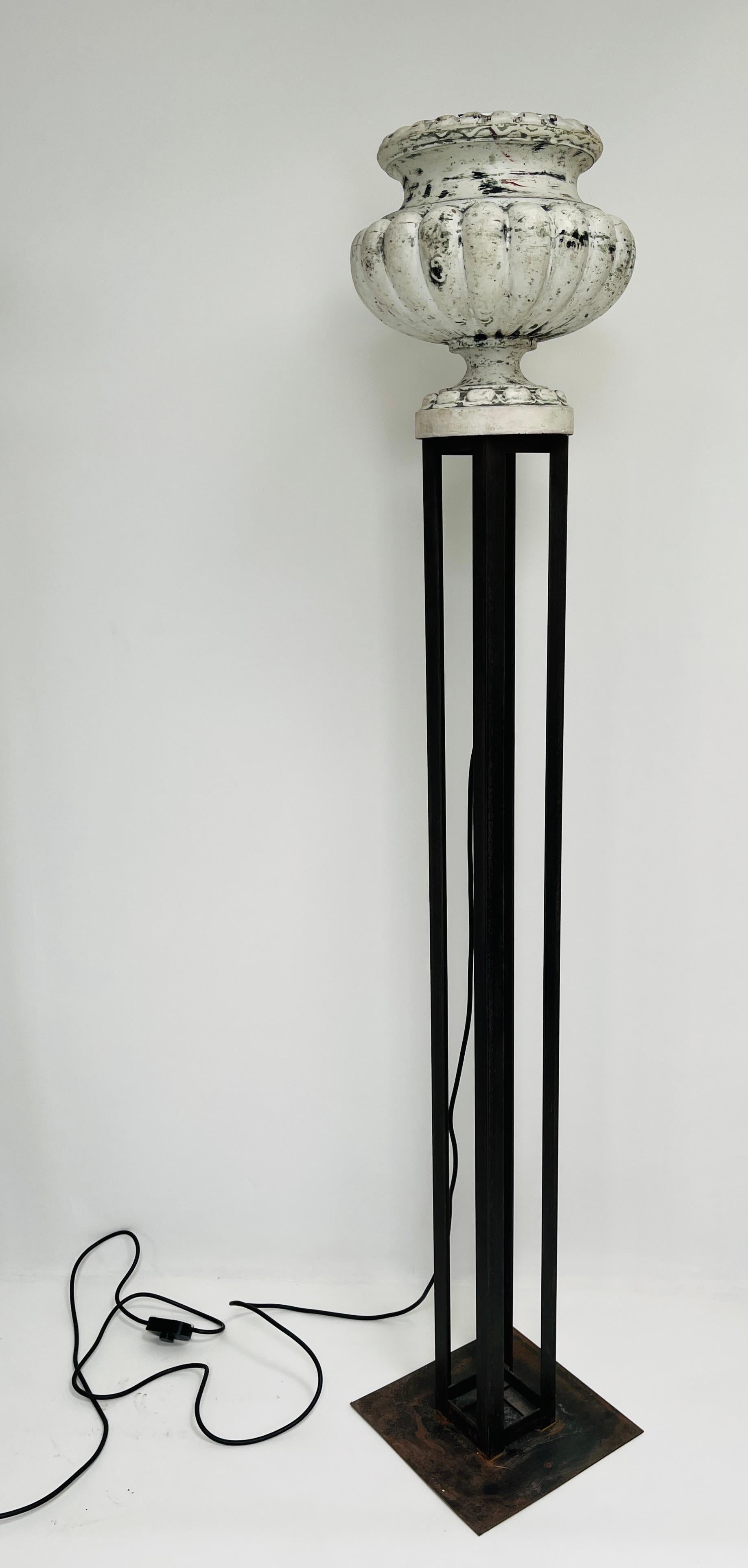 Pair of Cast Iron Vases Floor Lamp For Sale 6