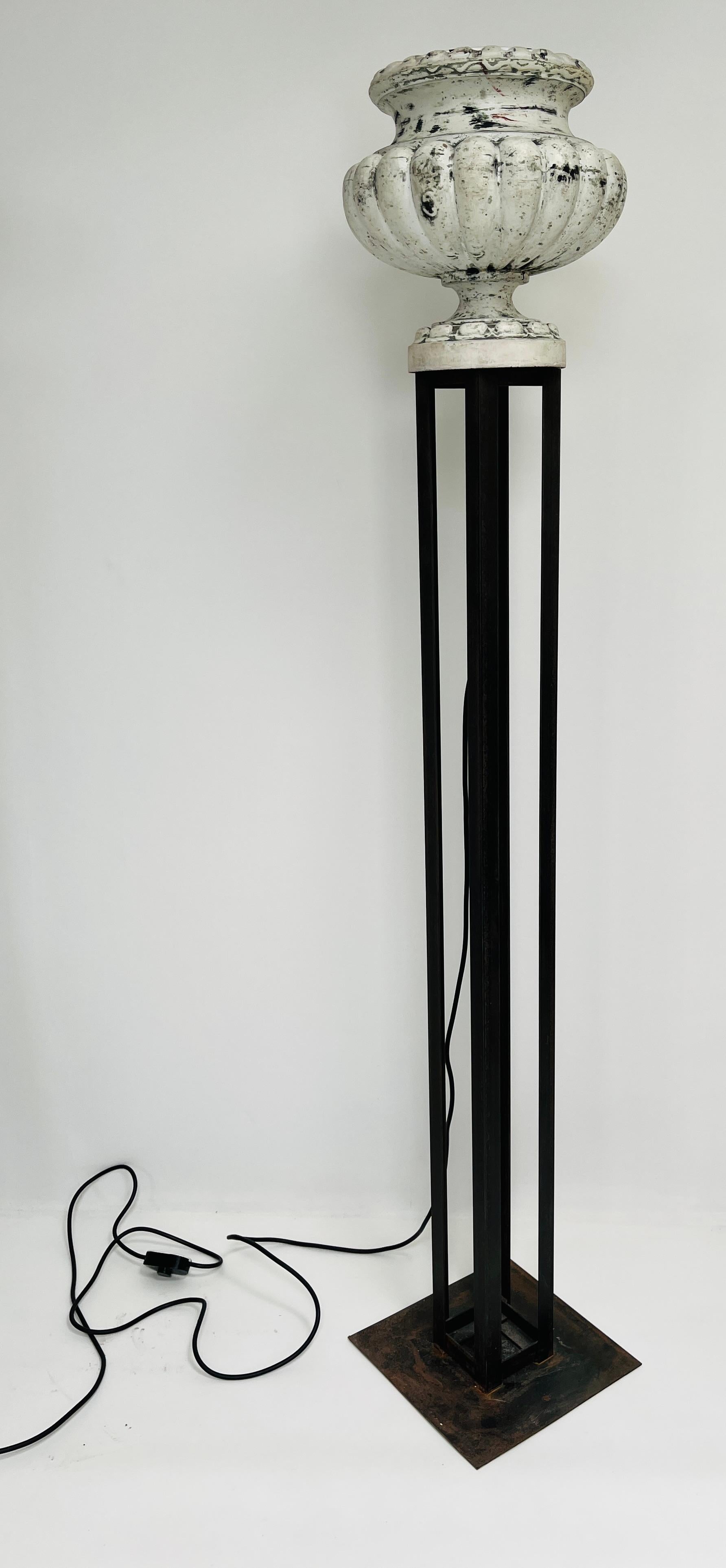 Pair of Cast Iron Vases Floor Lamp For Sale 7