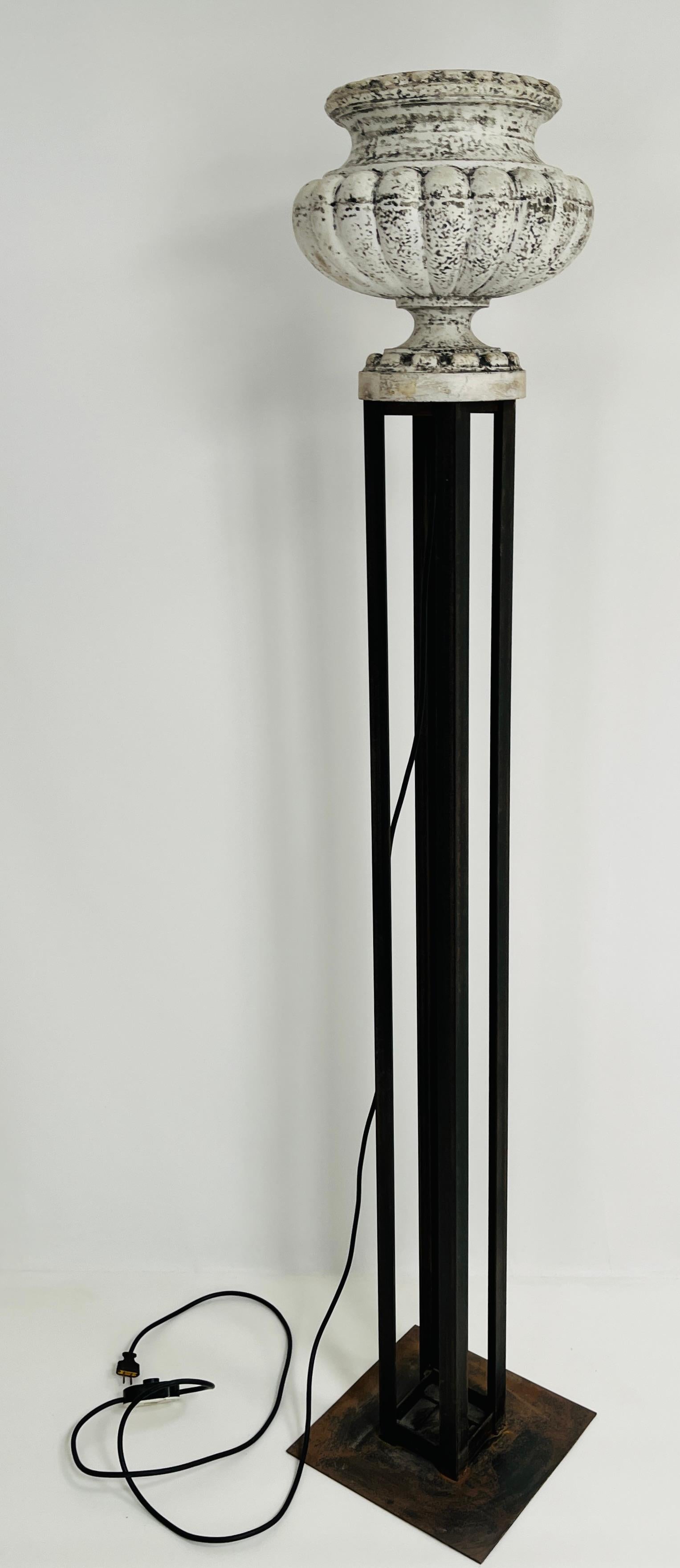 Pair of Cast Iron Vases Floor Lamp For Sale 8