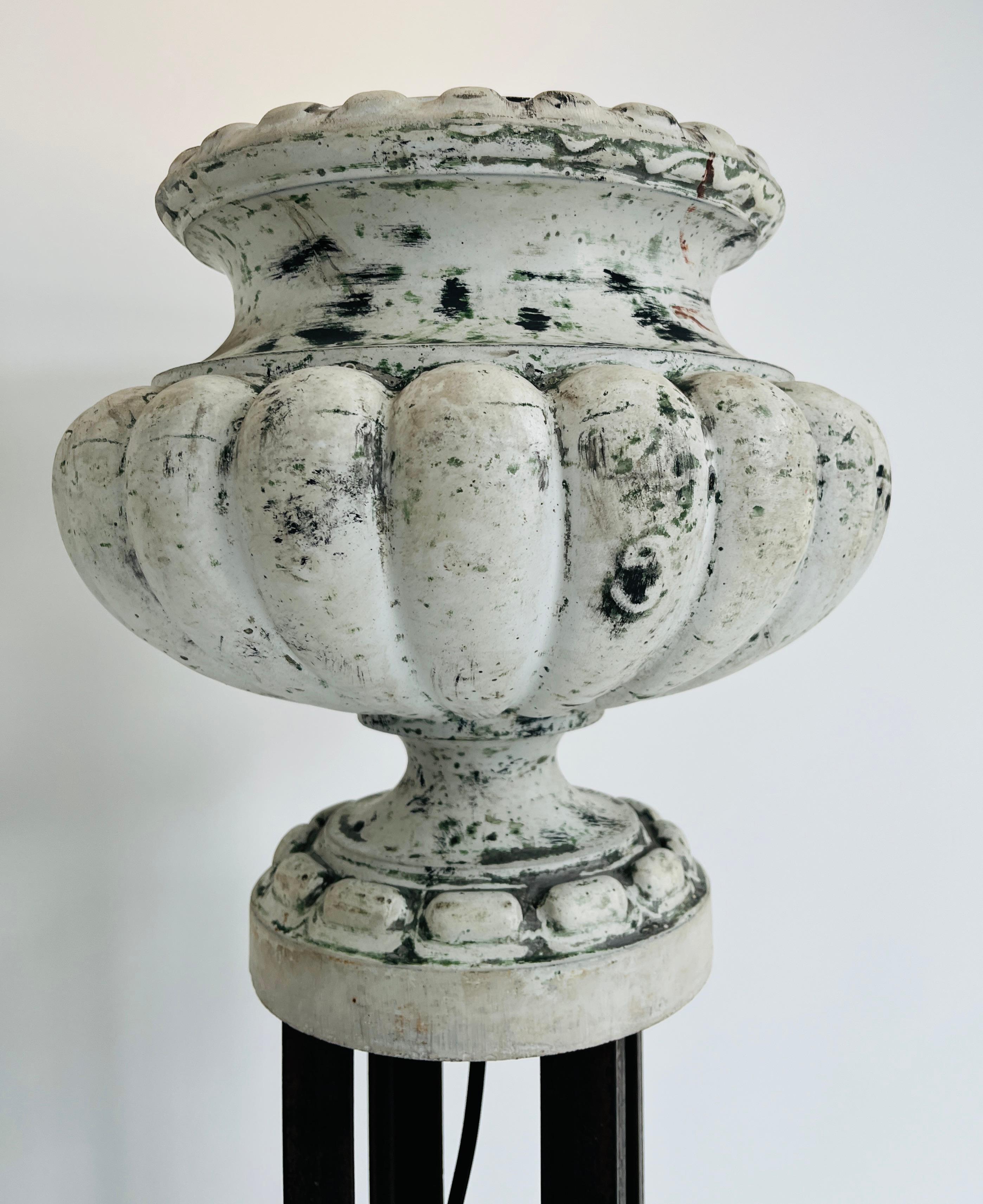 Belgian Pair of Cast Iron Vases Floor Lamp For Sale
