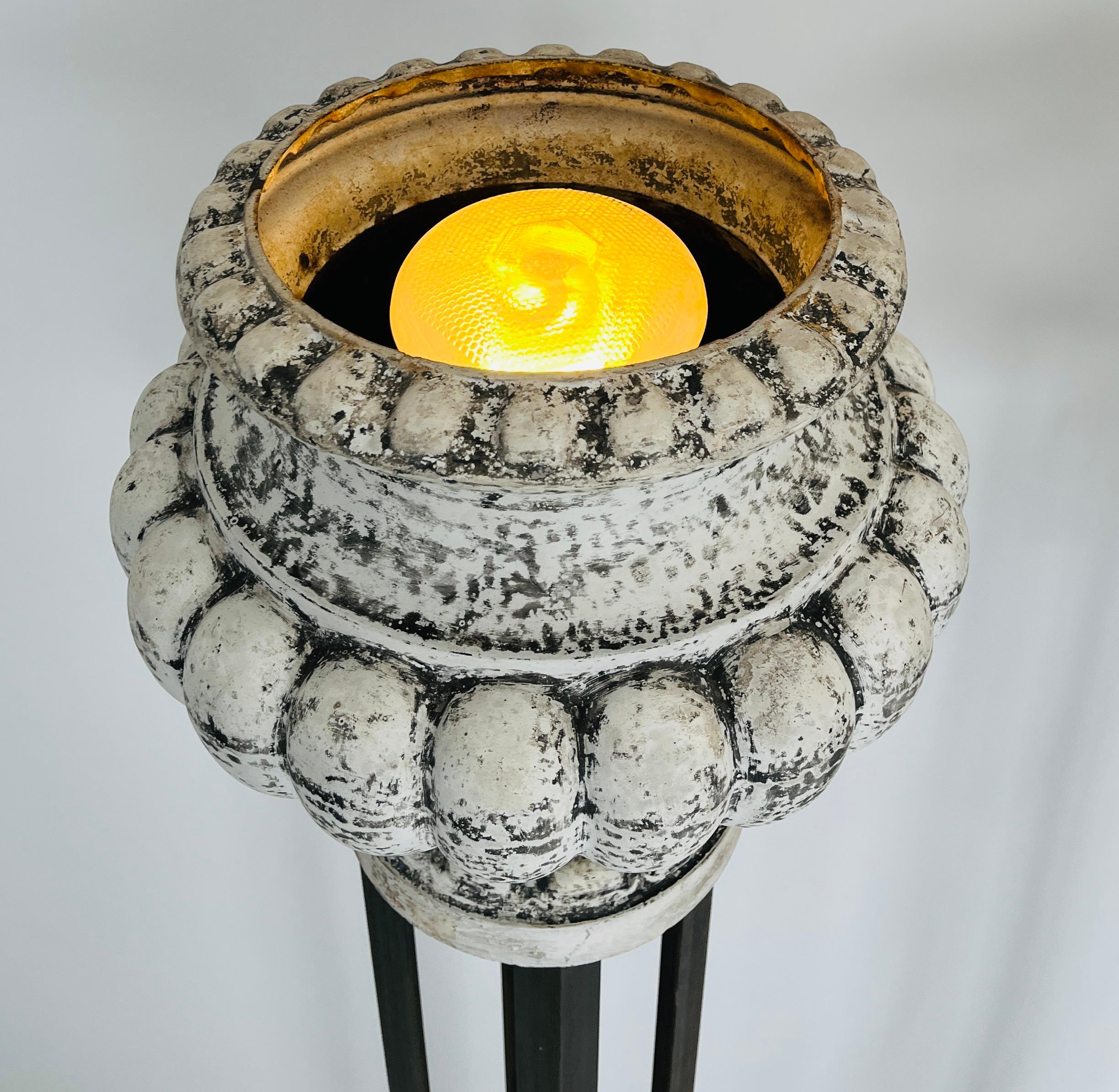 Steel Pair of Cast Iron Vases Floor Lamp For Sale