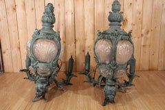 Pair Of Cast Iron Wall Lights, Based On Models From The Pont Alexandre III