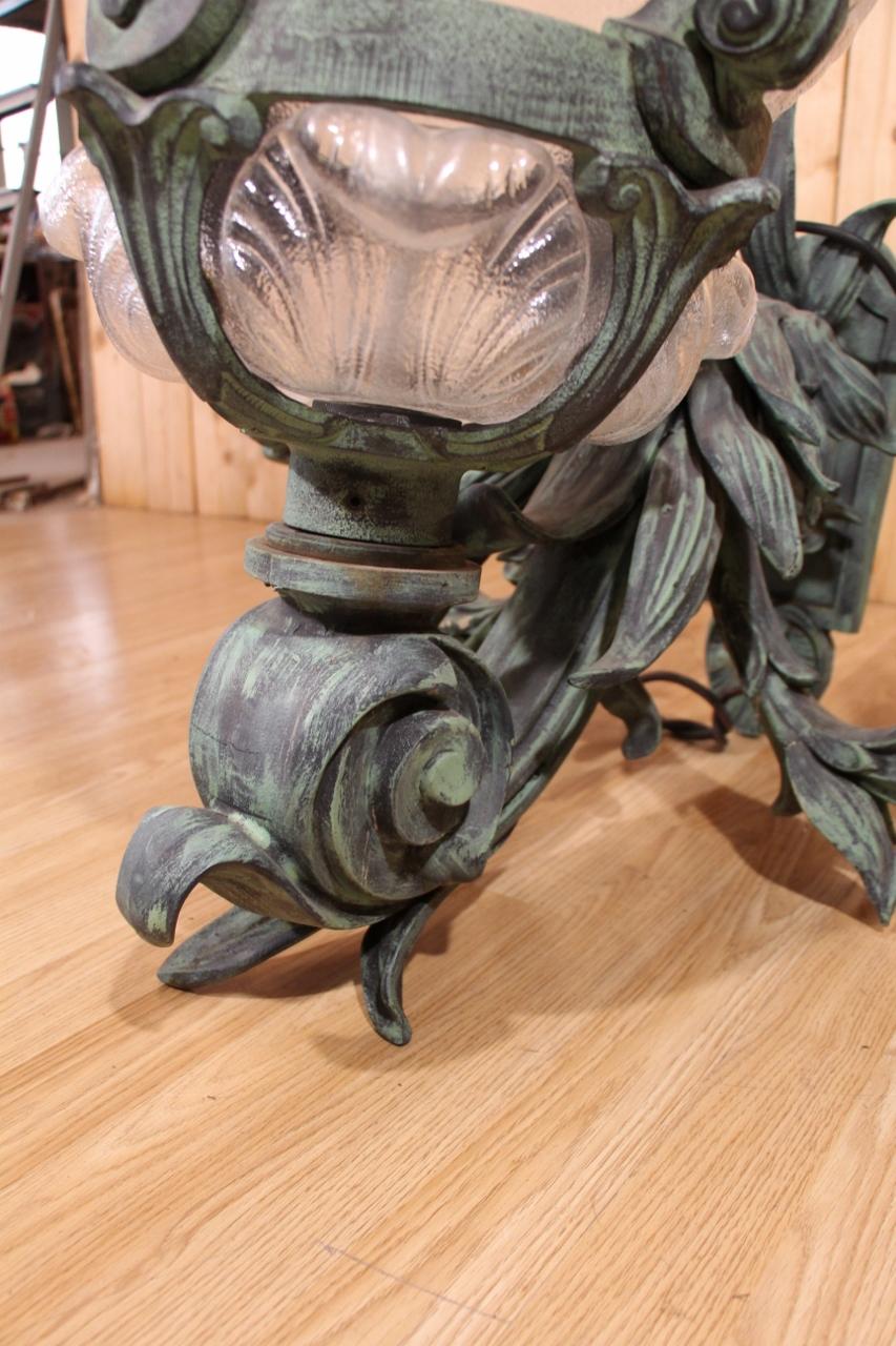 19th Century Pair Of Cast Iron Wall Lights, Based On Models From The Pont Alexandre III For Sale