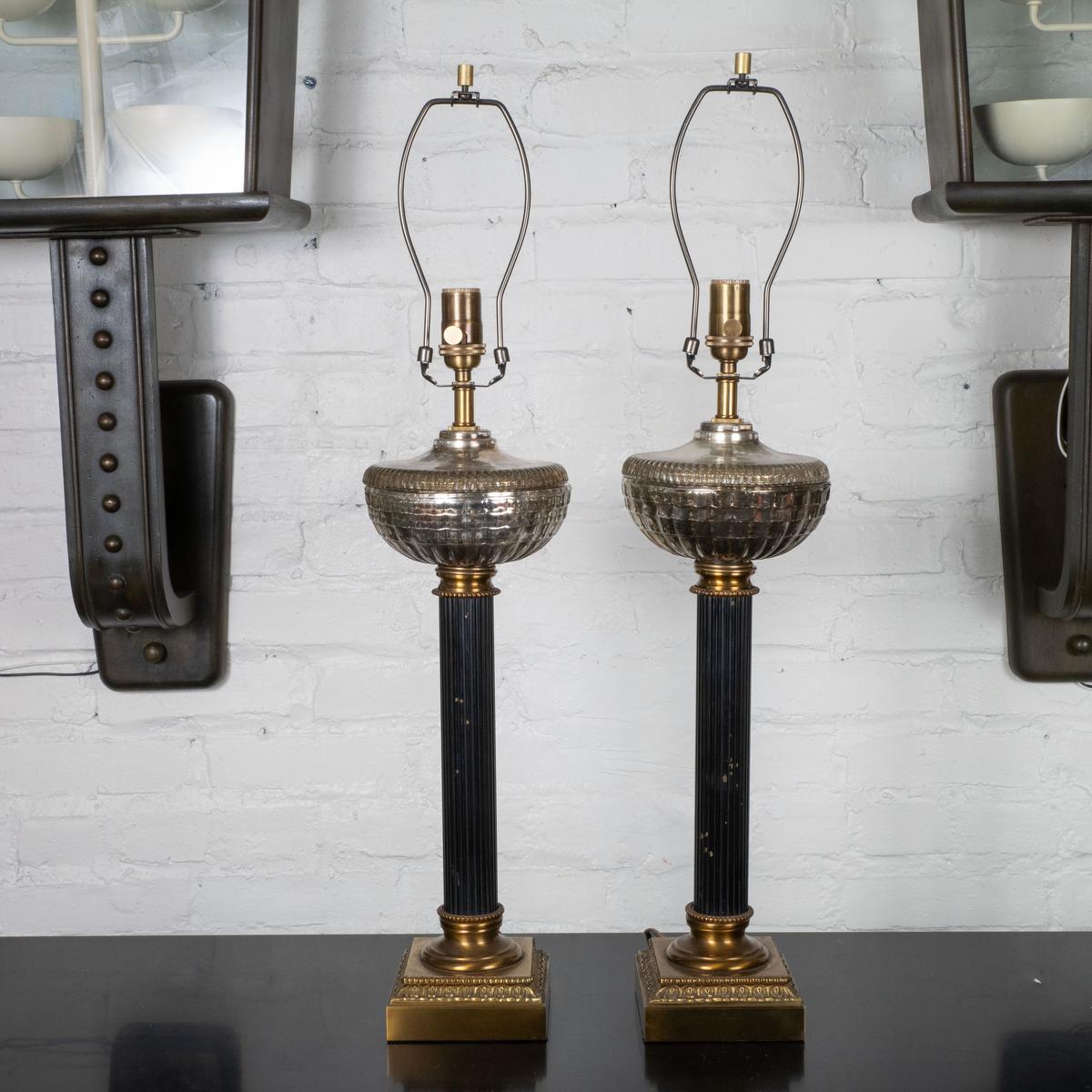 Paar Quecksilberglassäulen-Tischlampen aus Guss (Moderne der Mitte des Jahrhunderts) im Angebot