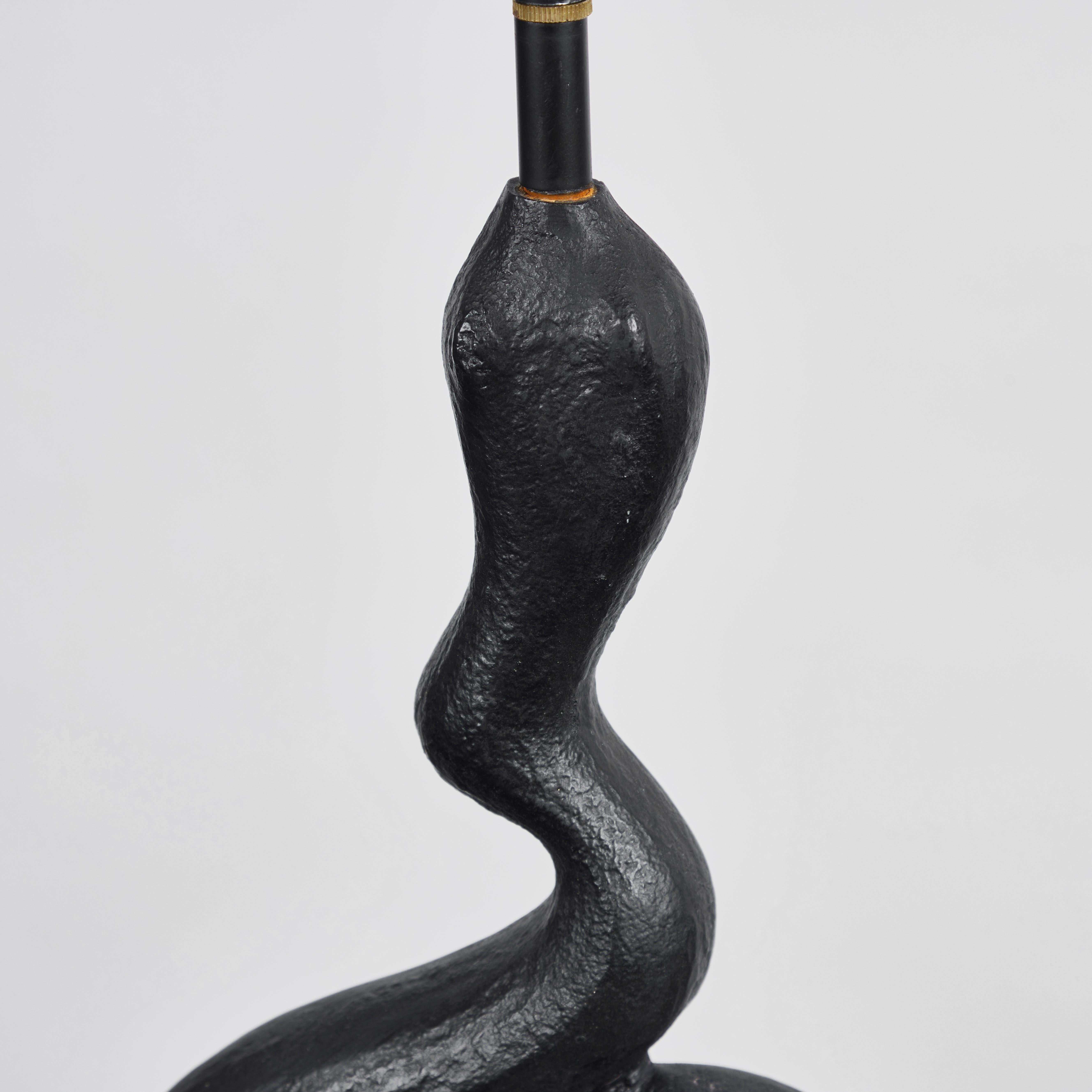 Pair of Cast Metal Serpent Lamps, France, 1970's For Sale 6