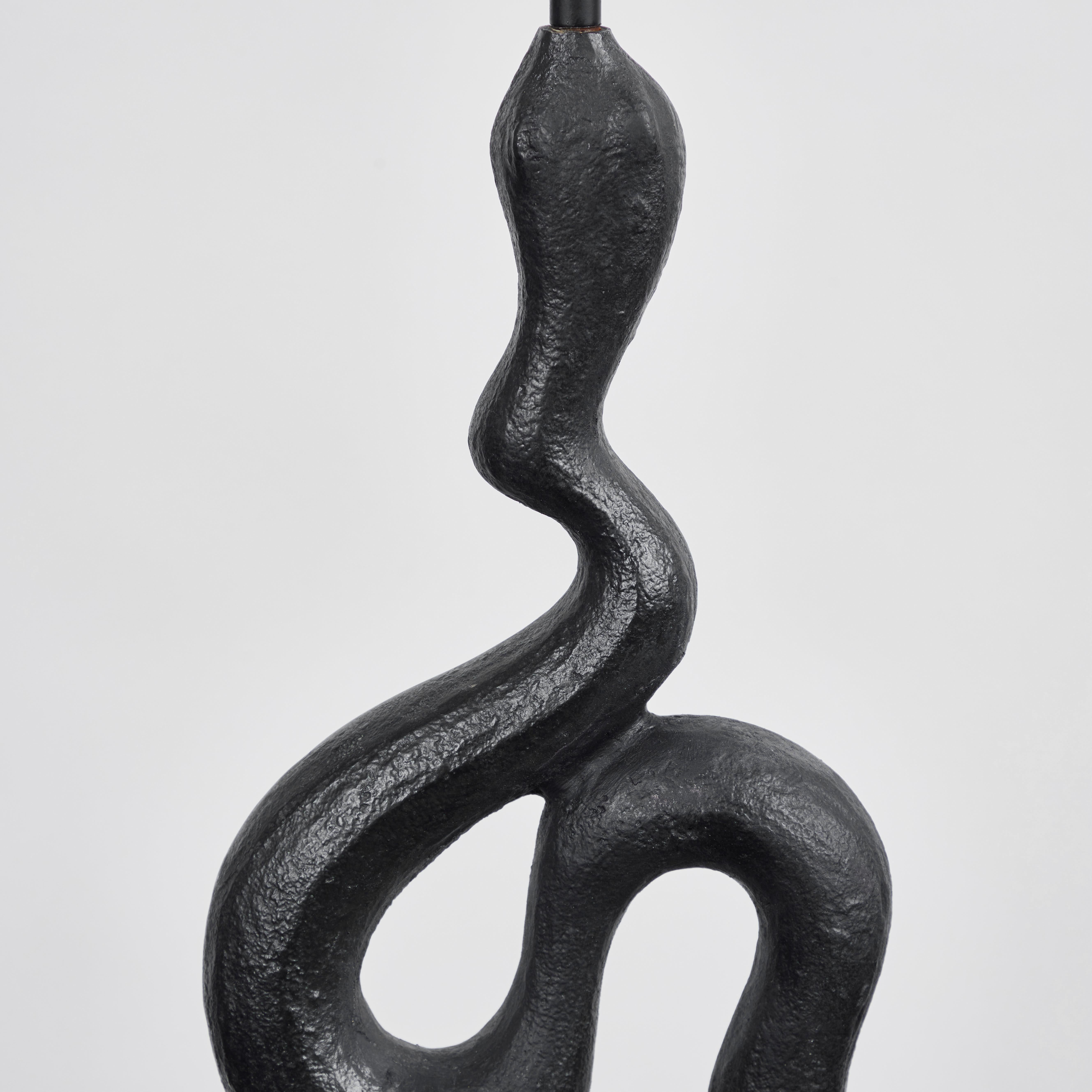 Pair of Cast Metal Serpent Lamps, France, 1970's For Sale 5