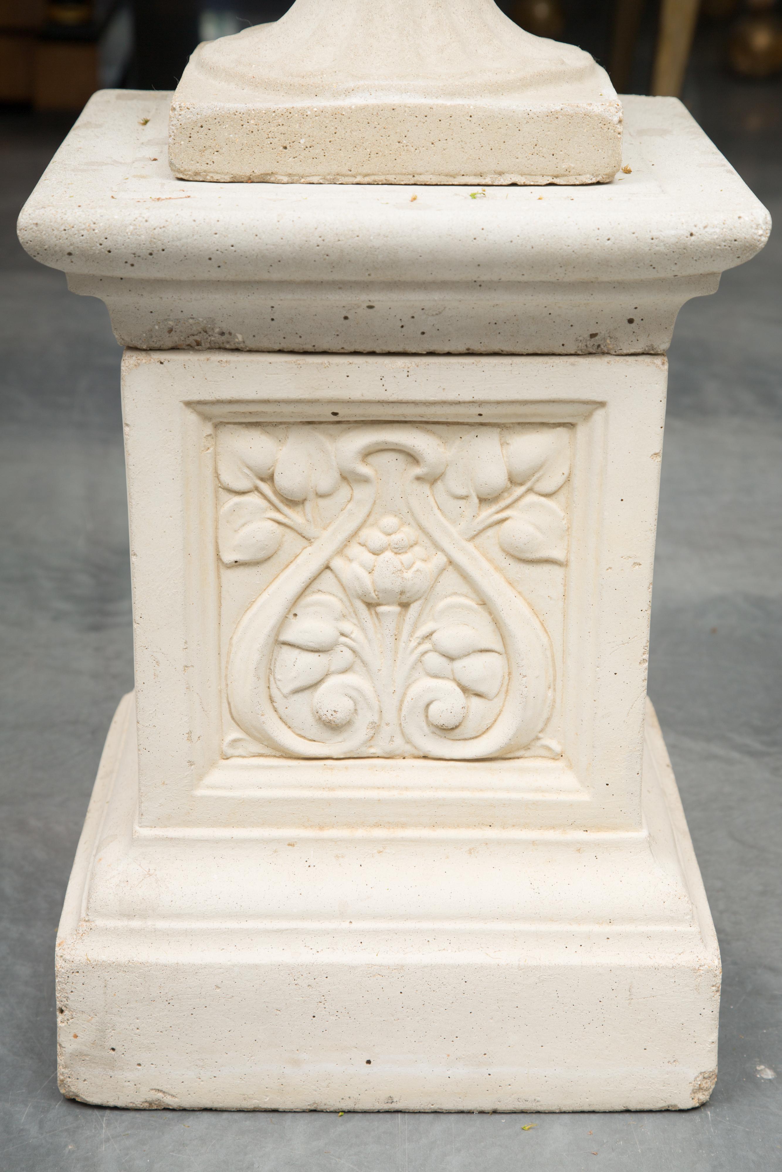 Pair of Cast Neoclassical Urns on Plinths 2