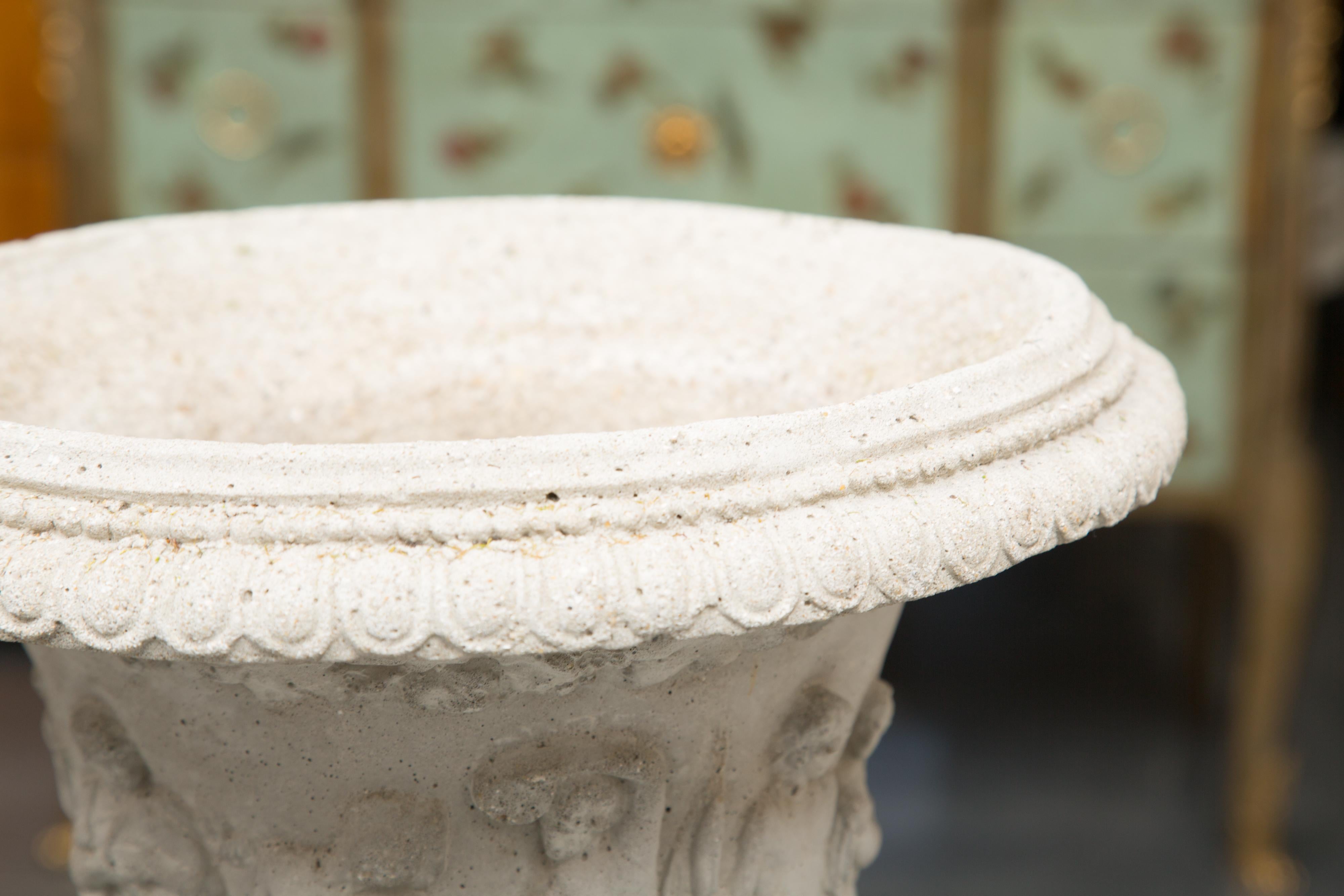 Pair of Cast Neoclassical Urns on Plinths 1