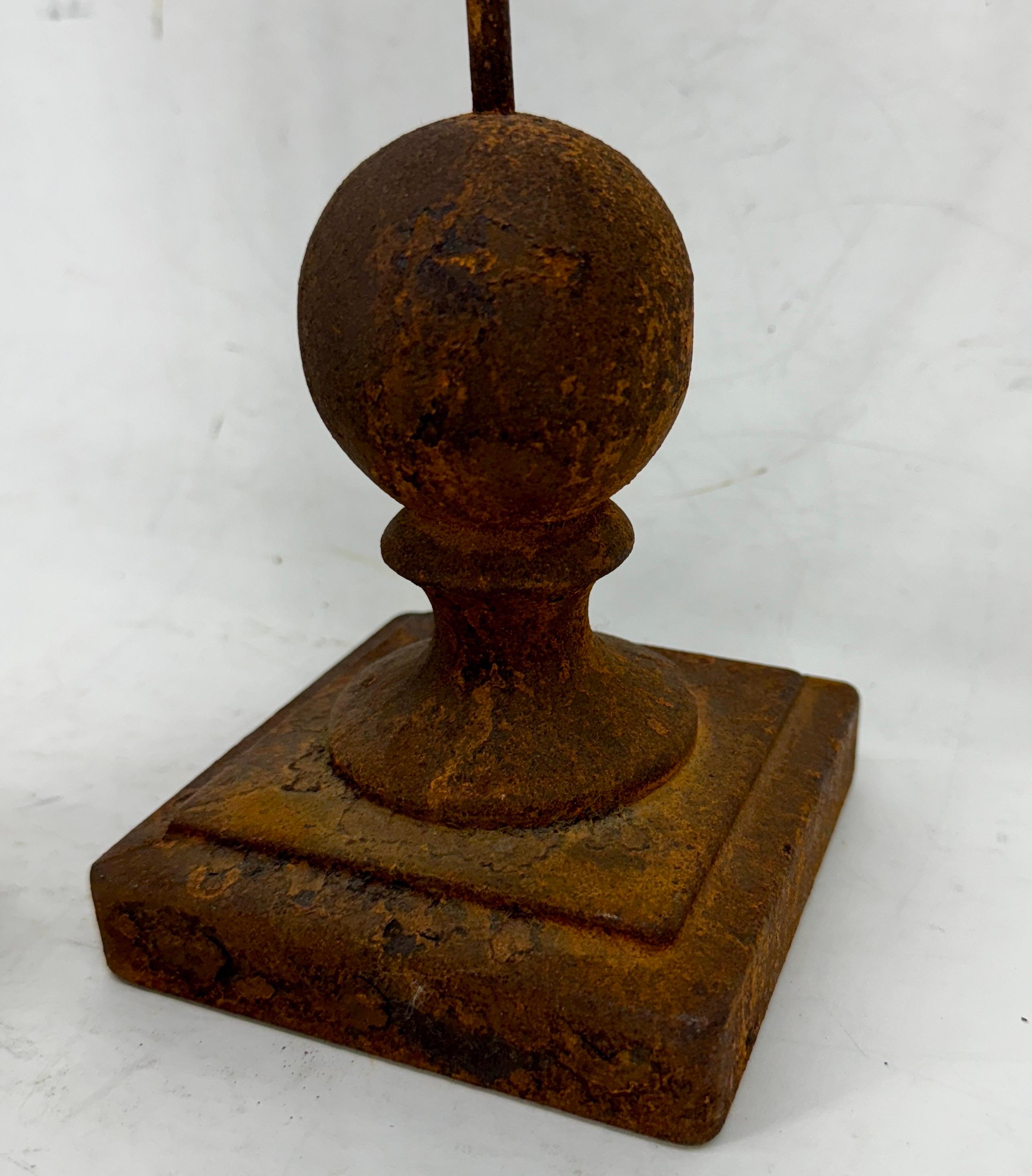 Pair of Cast of Iron Architectural Roses on Square Base For Sale 2