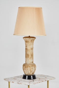 Pair of Cast Plaster Etruscan Style Column Lamps
