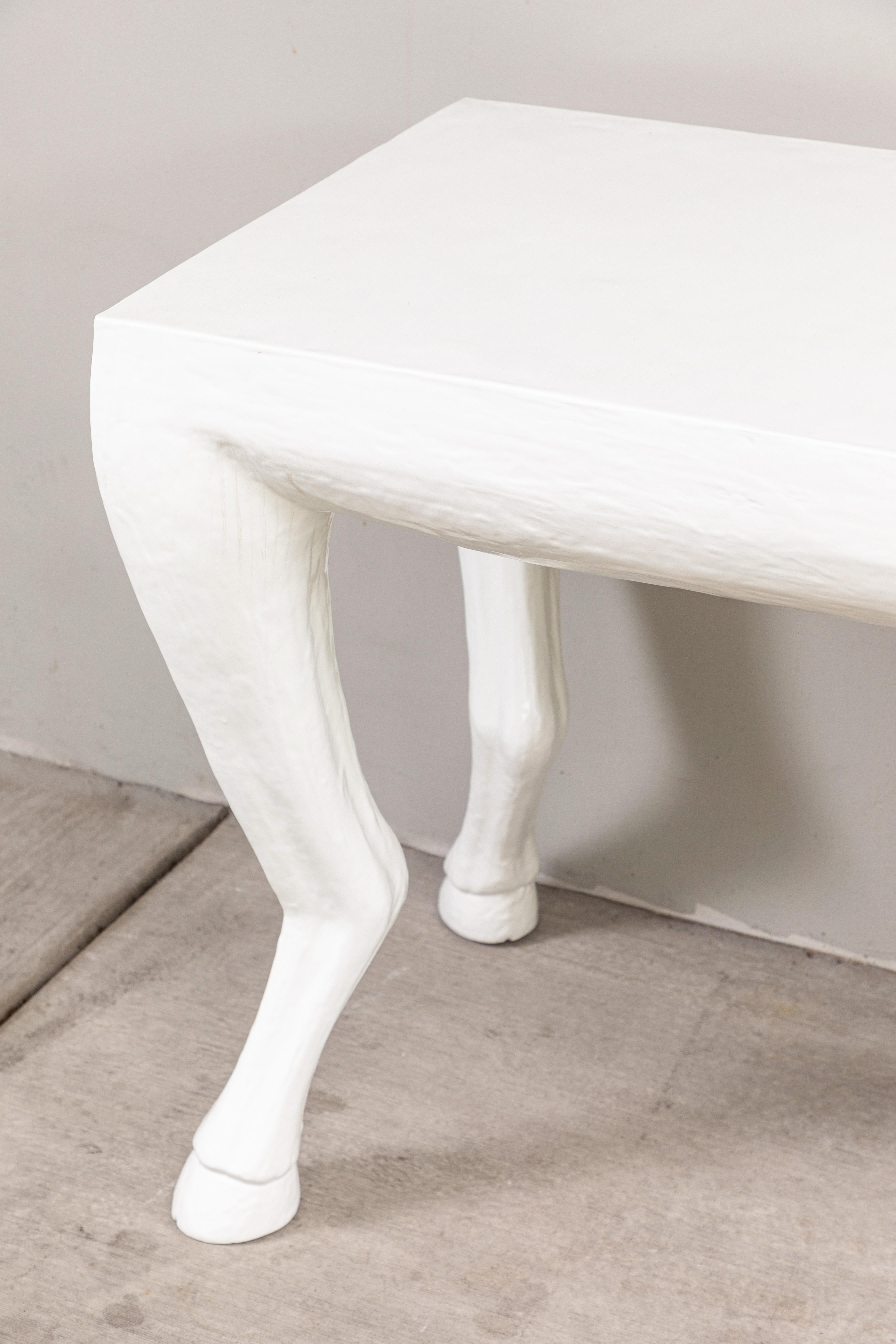 American Pair of Cast Resin Console Tables in the Manner of John Dickinson
