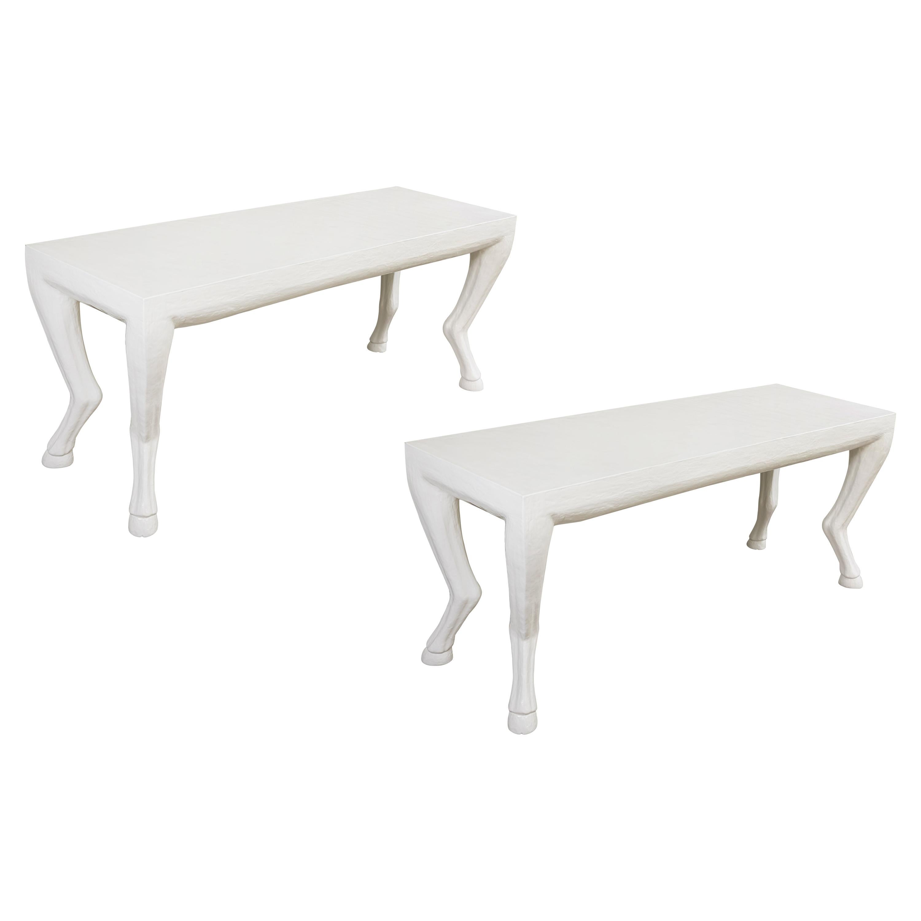 Pair of Cast Resin Console Tables in the Manner of John Dickinson