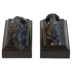 Pair of Cast Sculptures Bronze Lions, after Antonio Canova, 19th Century